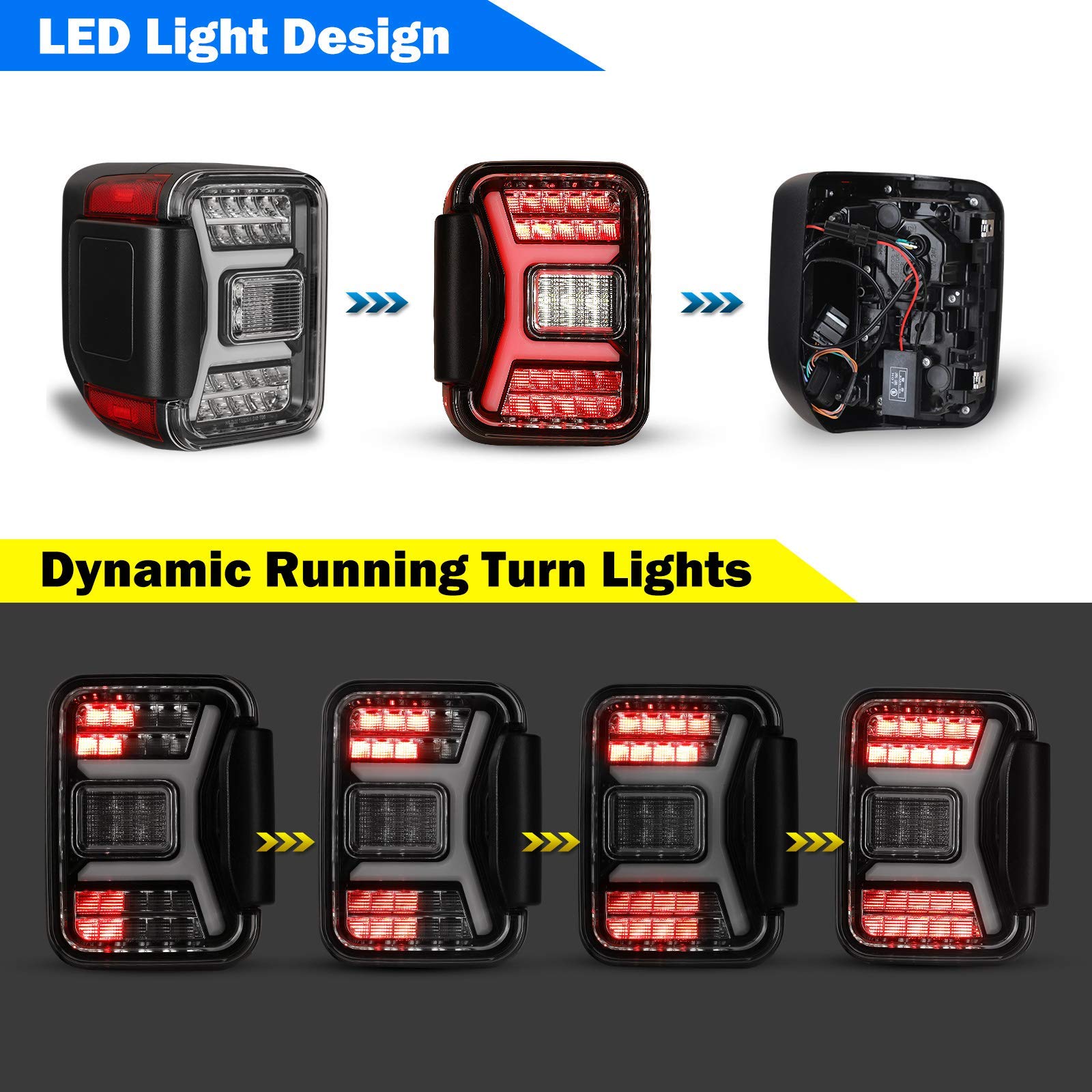 Nixon Offroad LED Tail Lights for 2019-2021 Jeep Gladiator JT - Clear Lens Replacement Tail Light Assembly (1 Pair) - Enhance Visibility & Style for Off-Road Adventures & Night Driving