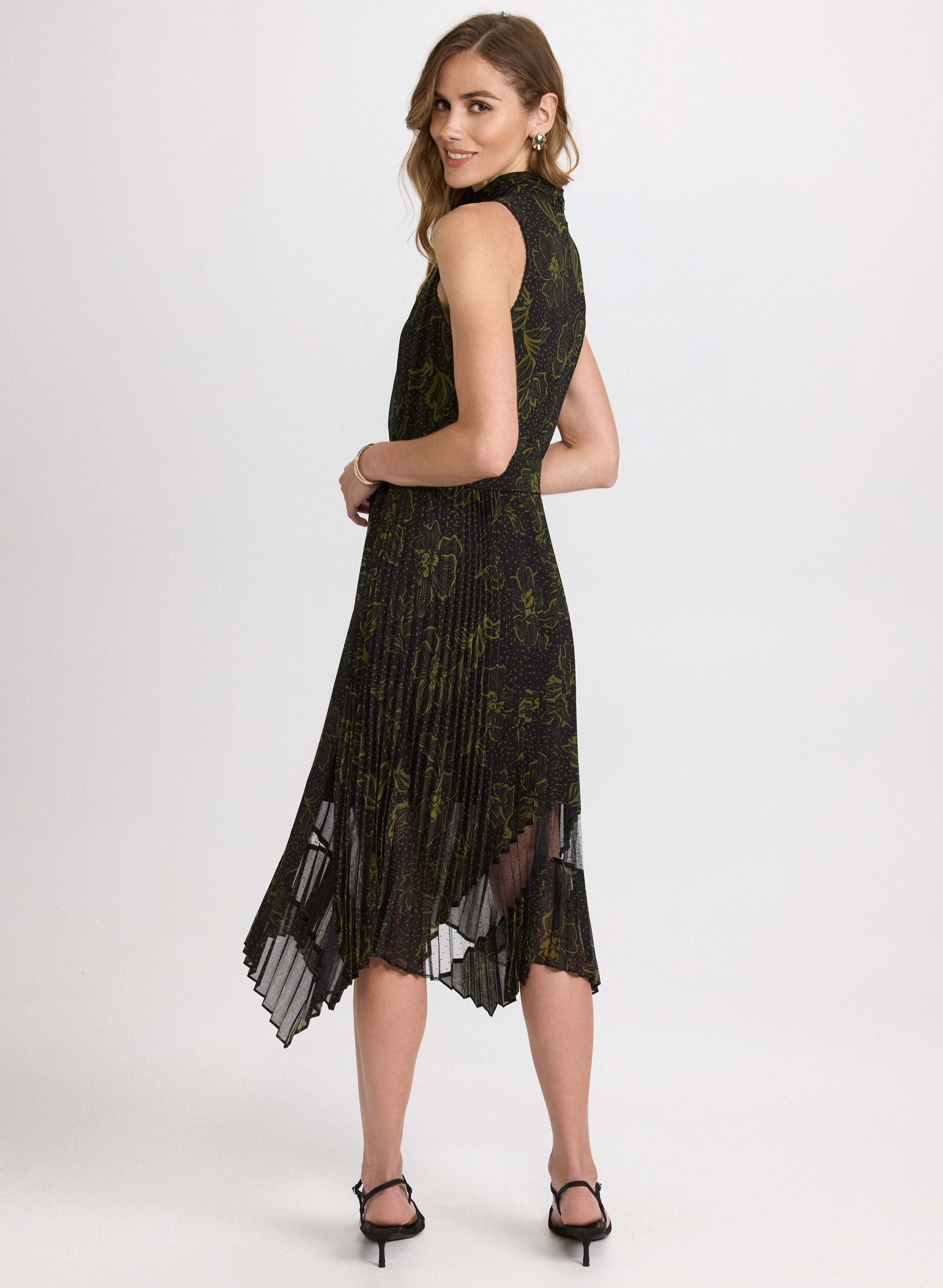 Floral Print Mock Neck Dress for Women - Elegant Long Sleeve Party Dress for Wedding, Cocktail & Special Occasions