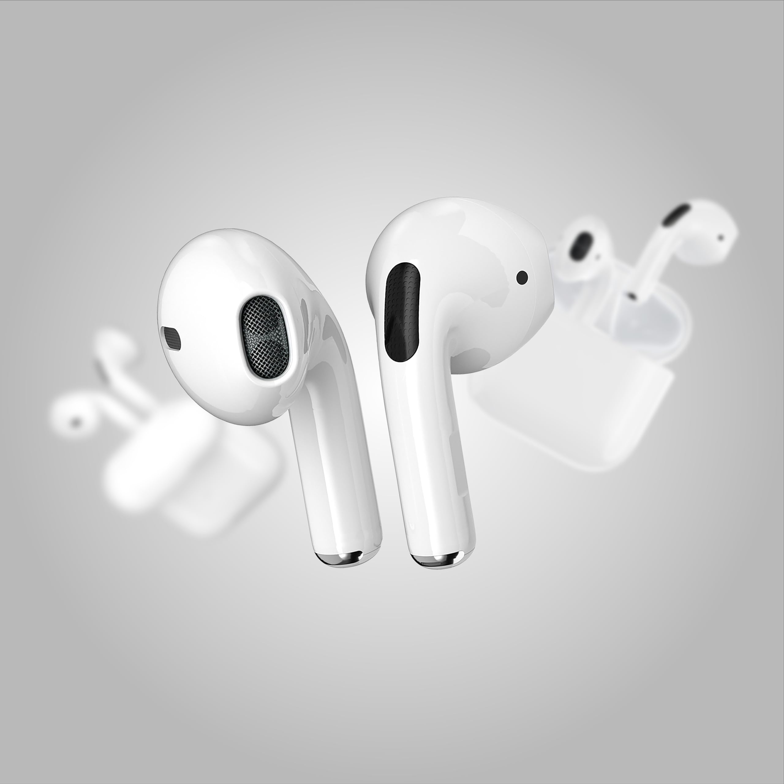APM 600330 Wireless Bluetooth Headphones with Charging Case - Stereo Sound Earbuds, Noise Cancelling, Soft Silicone Ear Tips - Compatible with iPhone, Android, PC, Tablet - Perfect for Workouts, Commuting & Travel (White)