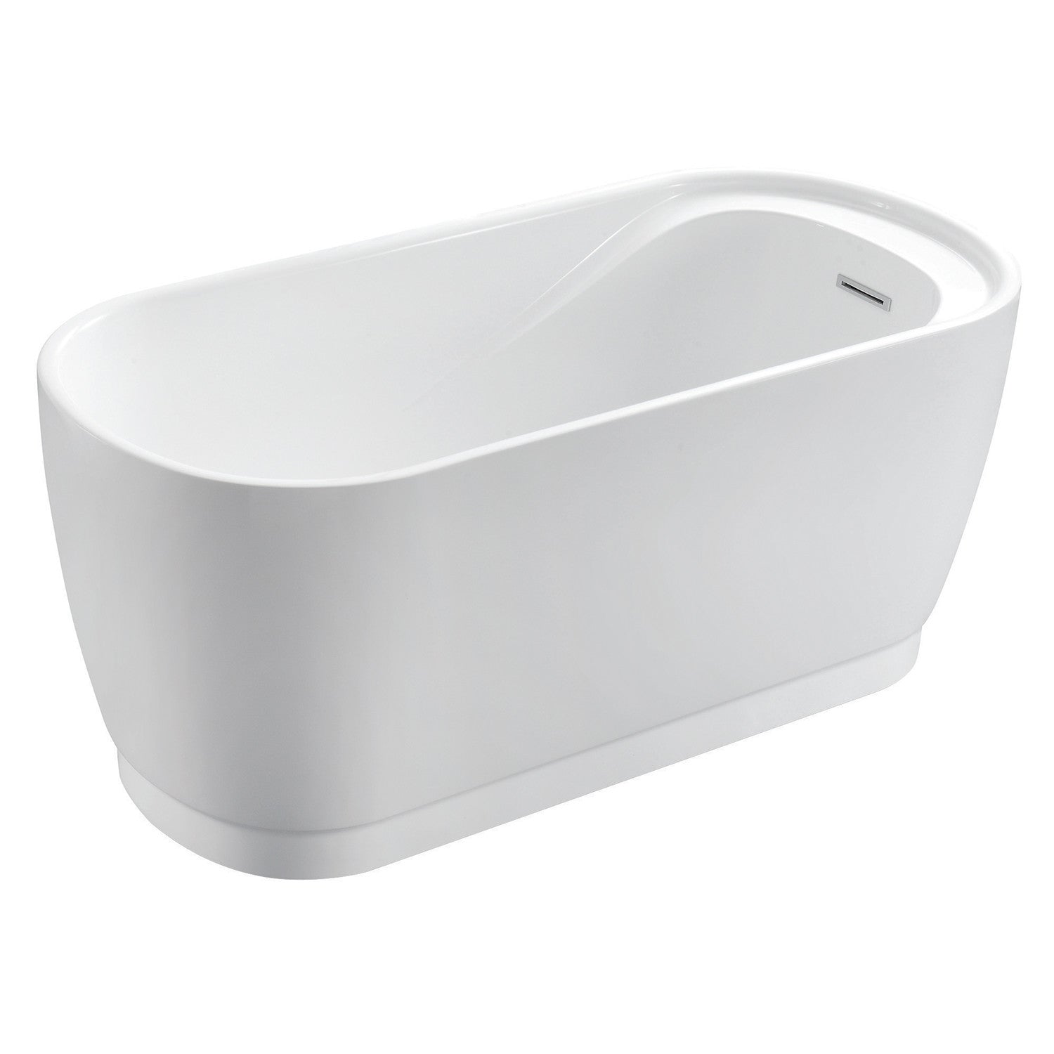 Aqua Eden 51 Inch Acrylic Oval Freestanding Bathtub - Double Ended Soaking Tub with Drain & Built-in Seat, Glossy White - Perfect for Luxury Bathroom & Spa Relaxation