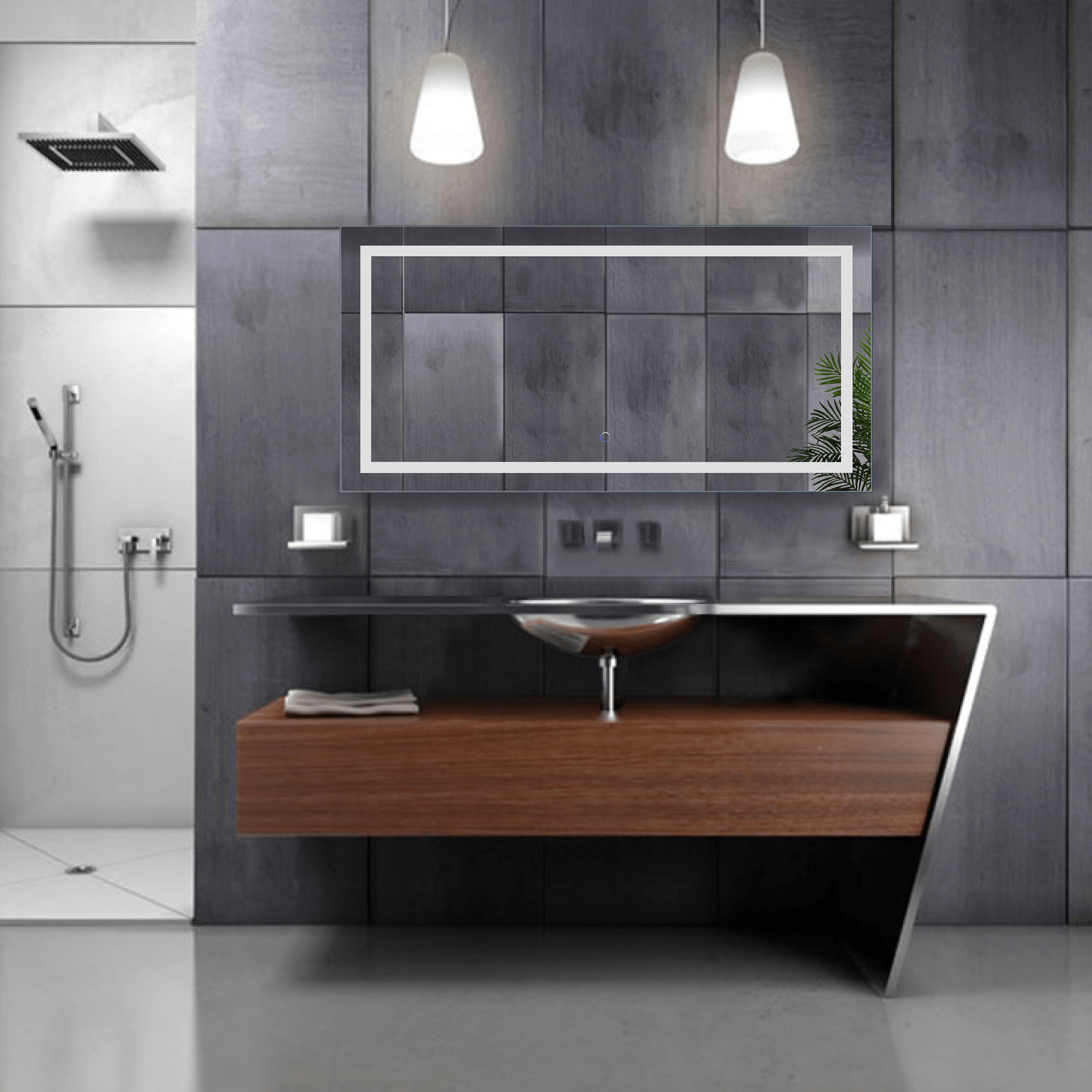 Krugg Icon 48x24 Inch LED Bathroom Mirror with Adjustable Dimmer & Anti-Fog Function - Perfect for Modern Bathrooms, Vanity Lighting, and Spa-Like Home Decor