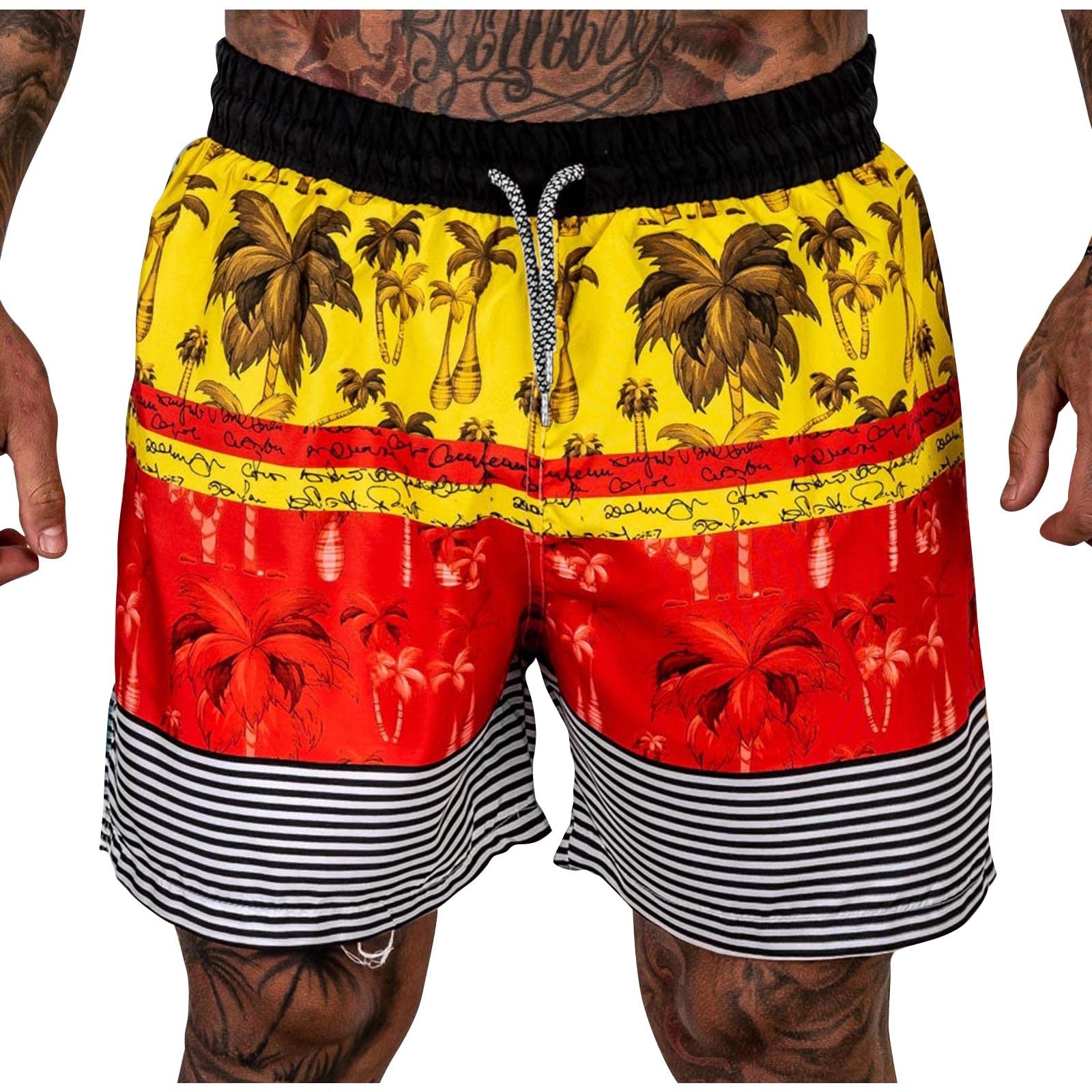 **Men's Casual Summer Shorts - Colorful Print Comfortable Beach Shorts, Plus Size Fashion for Outdoor, Travel & Relaxation**
