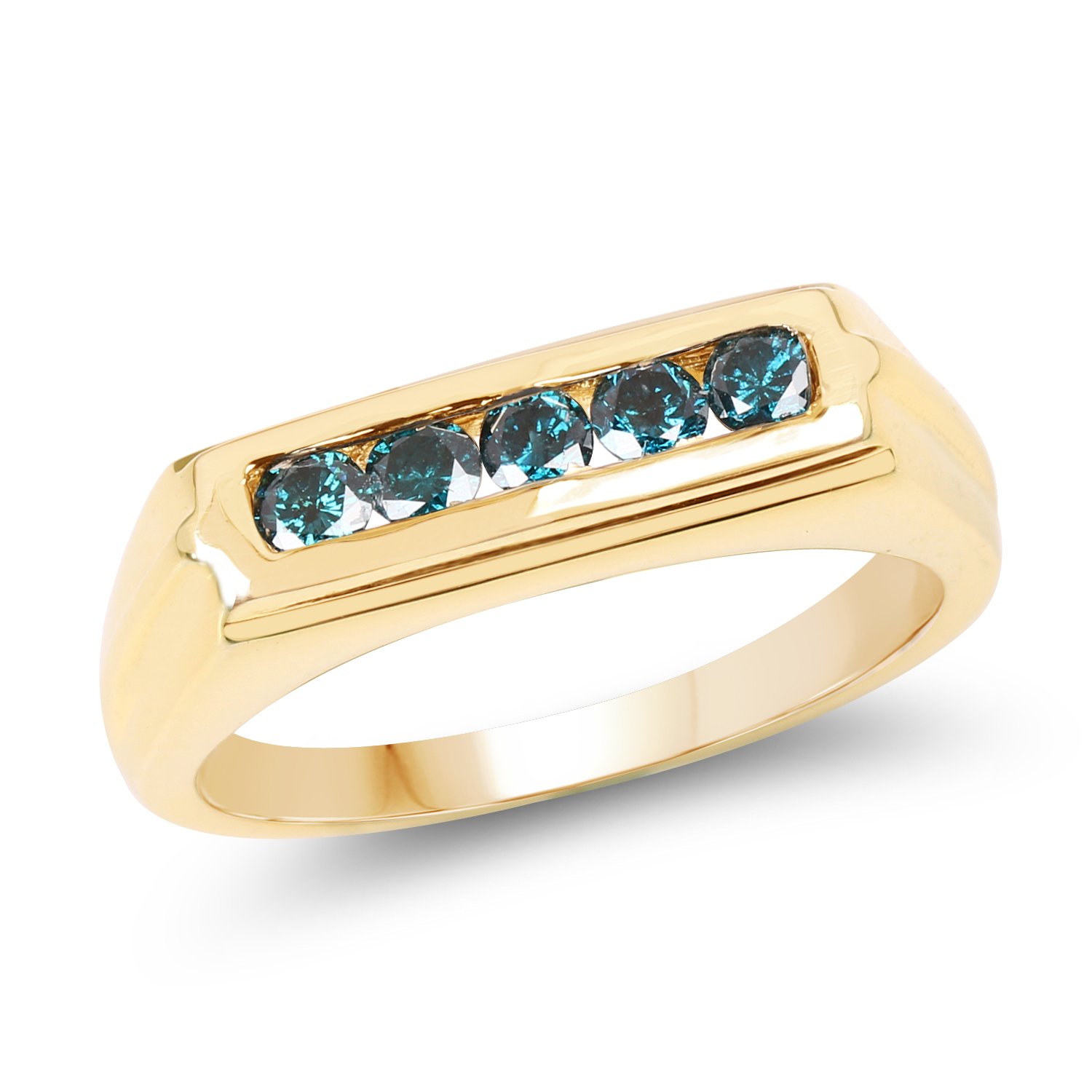 14K Yellow Gold Plated 0.40 Carat Genuine Black Diamond .925 Sterling Silver Ring for Women - Elegant Wedding, Engagement & Anniversary Jewelry Gift