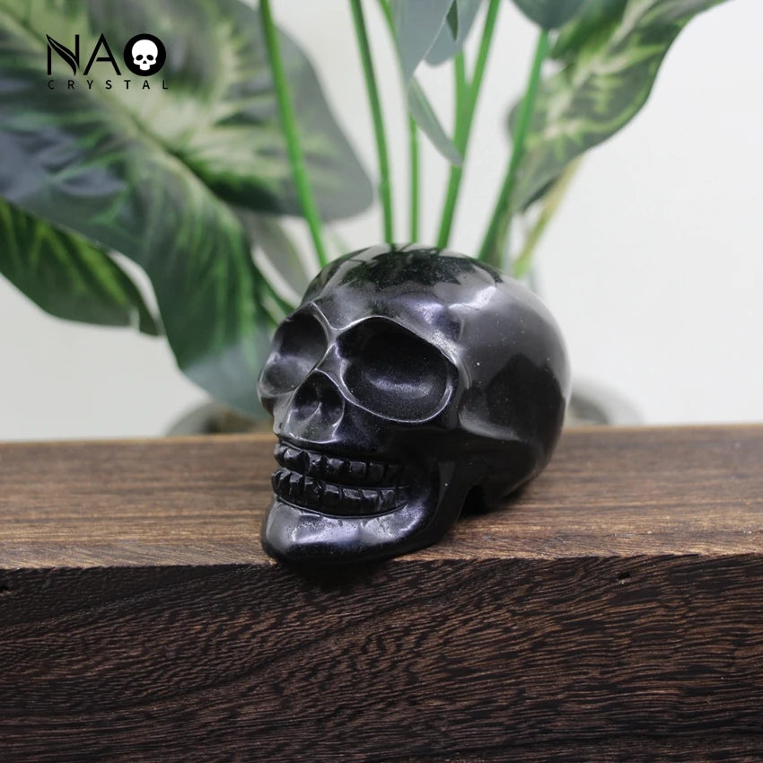 3 Inch Hand Carved Skull Statue - Natural Gemstone Cranium Figurine for Halloween Decor, Healing Crystal Home Office Room Decor Gift - Perfect for Meditation Spaces, Altars & Gothic Collections