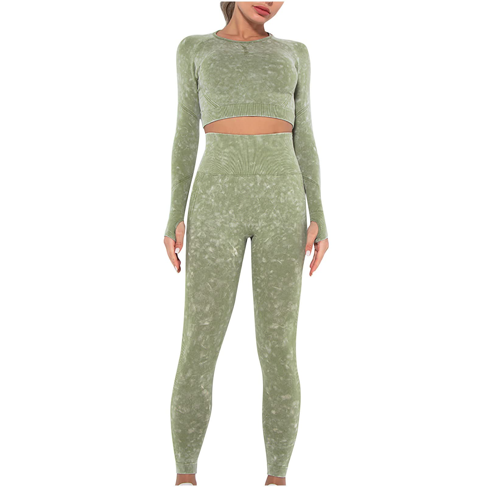 Women's 2-Piece Seamless Hollow Outfit Set - Summer Yoga Long Sleeve Top & Pants for Sports, Fitness & Running | Breathable Workout Clothes for Ladies | Gym, Yoga Studio & Outdoor Activities