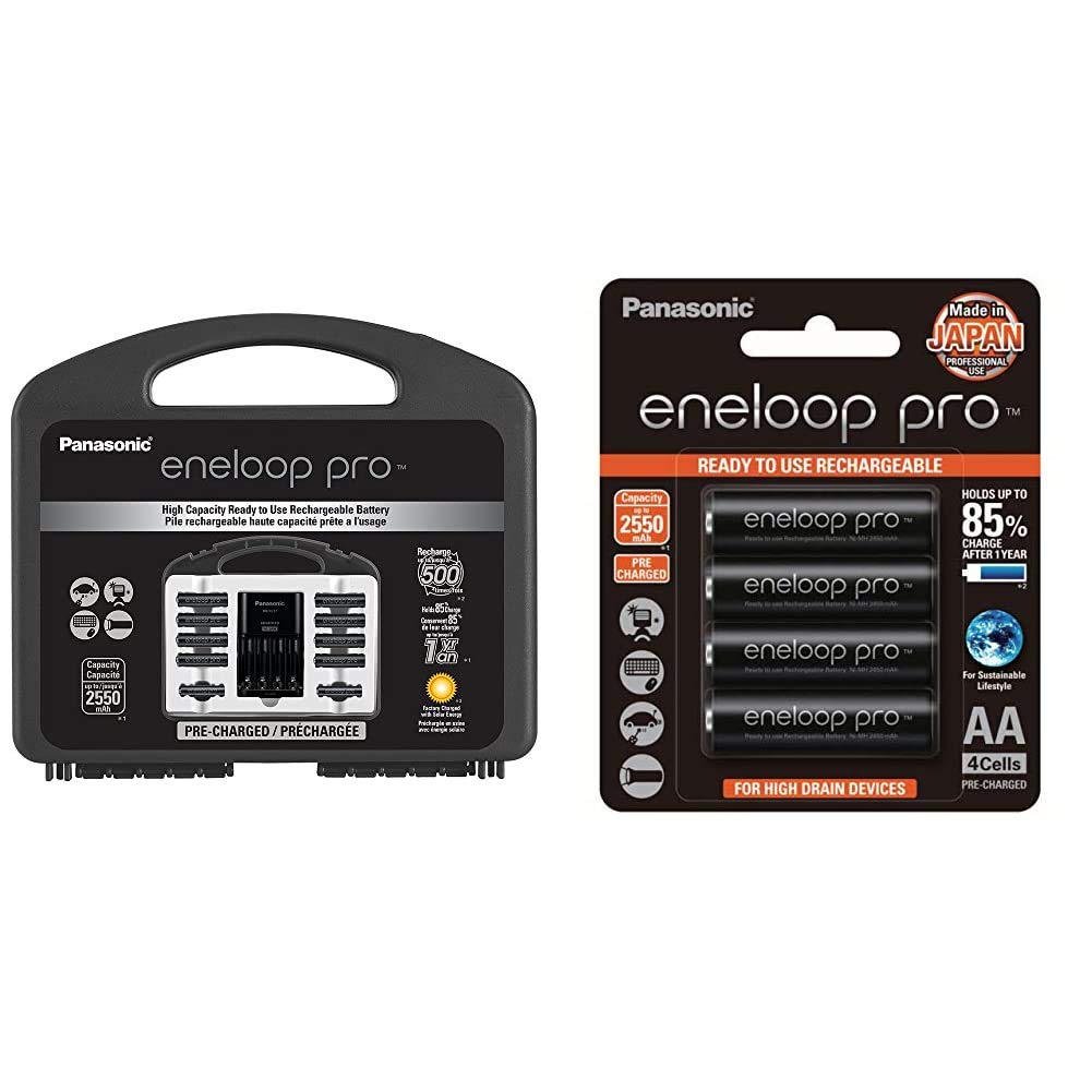 Panasonic eneloop pro High Capacity Rechargeable Batteries - 8AA & 2AAA Power Pack with Advanced Technology + 12-Pack AA Ni-MH Pre-Charged Batteries for Cameras, Flashlights, and Electronics