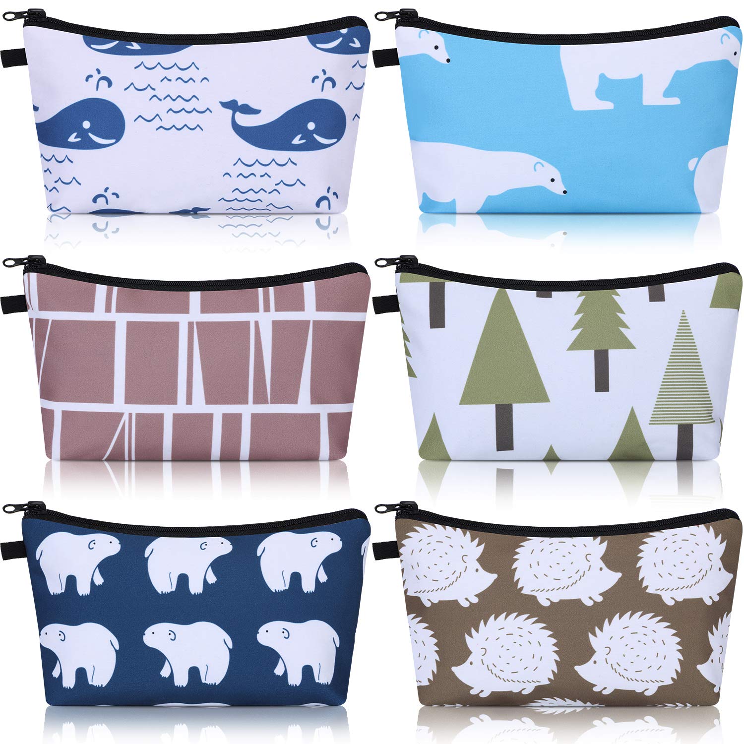 Waterproof Makeup Bag Set - 6 Pcs Travel Toiletry Pouches with Zipper (8.7x5.3 Inch) for Women & Men - Perfect for Travel & Daily Organizing