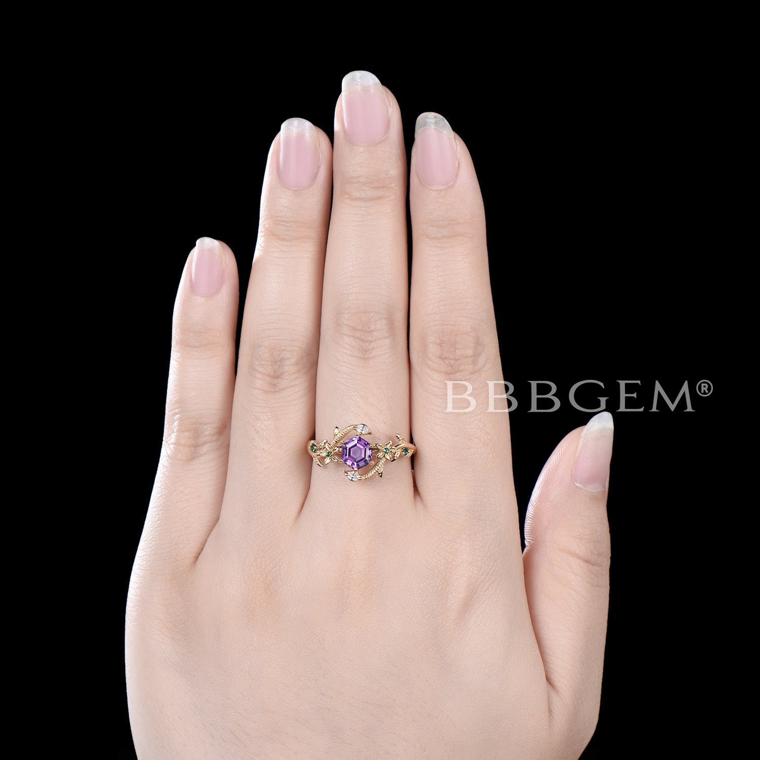 Gold Snake Engagement Ring Floral Amethyst Ring Diamond Serpent Ring - Elegant Wedding Jewelry for Brides, Unique Proposal Gift for Her, Perfect for Anniversaries & Special Occasions