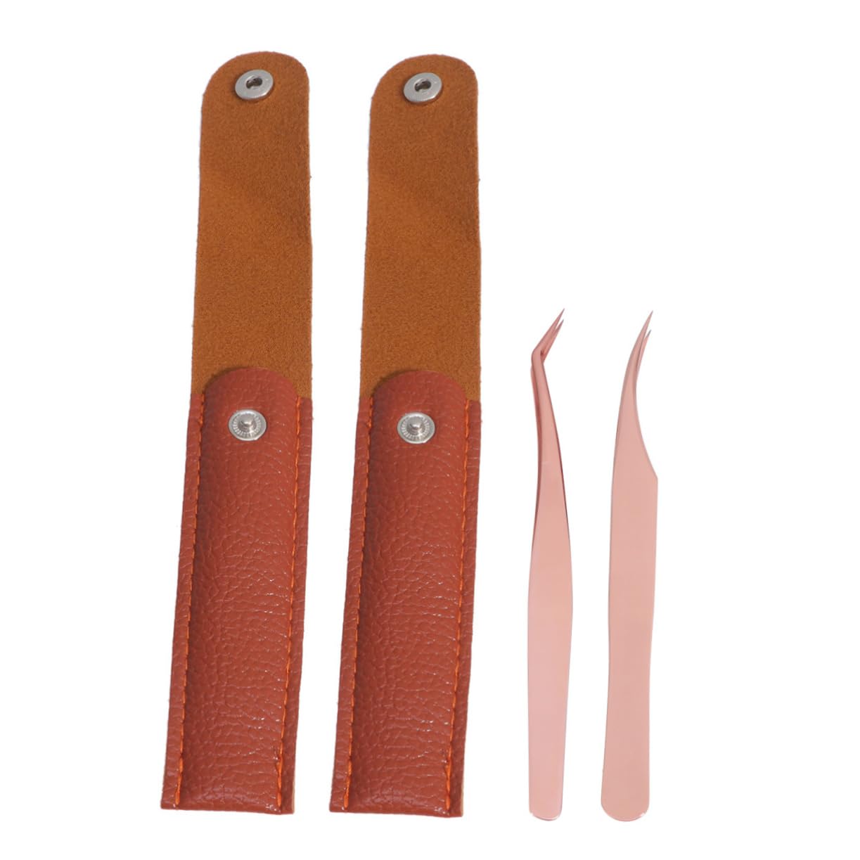Premium Stainless Steel Eyelash Extension Tweezers Set - 4 Piece Rose Gold Professional Lash Tools for Perfect Extensions, DIY Makeup & Salon Use