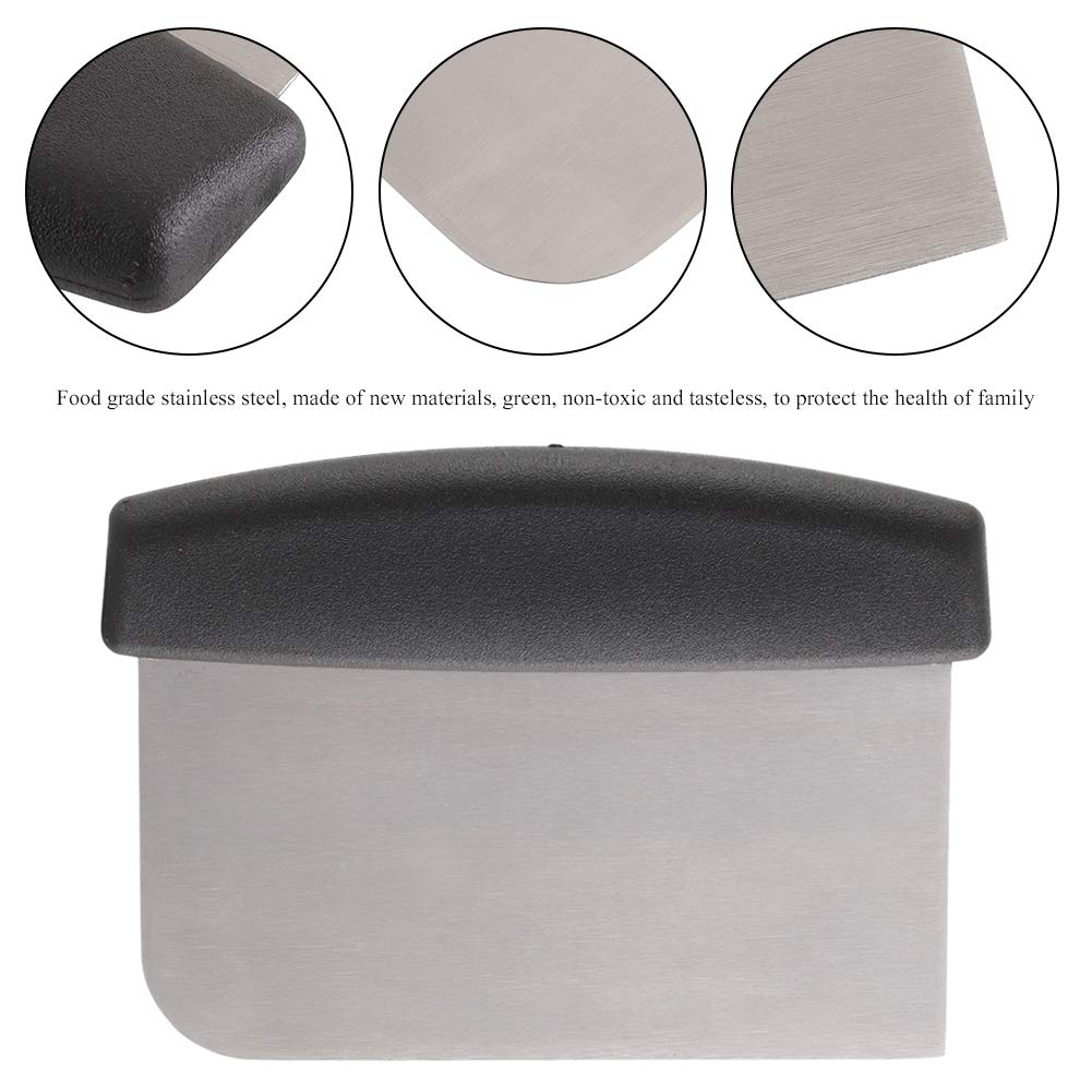 Premium Stainless Steel Dough Scraper & Griddle Cutter - Heavy Duty Bread & Pizza Dough Tool with Smooth Edge for Baking, Cooking & Kitchen Prep (Model YJ02) - Ideal for Home Bakers, Professional Chefs & Pizza Making Enthusiasts
