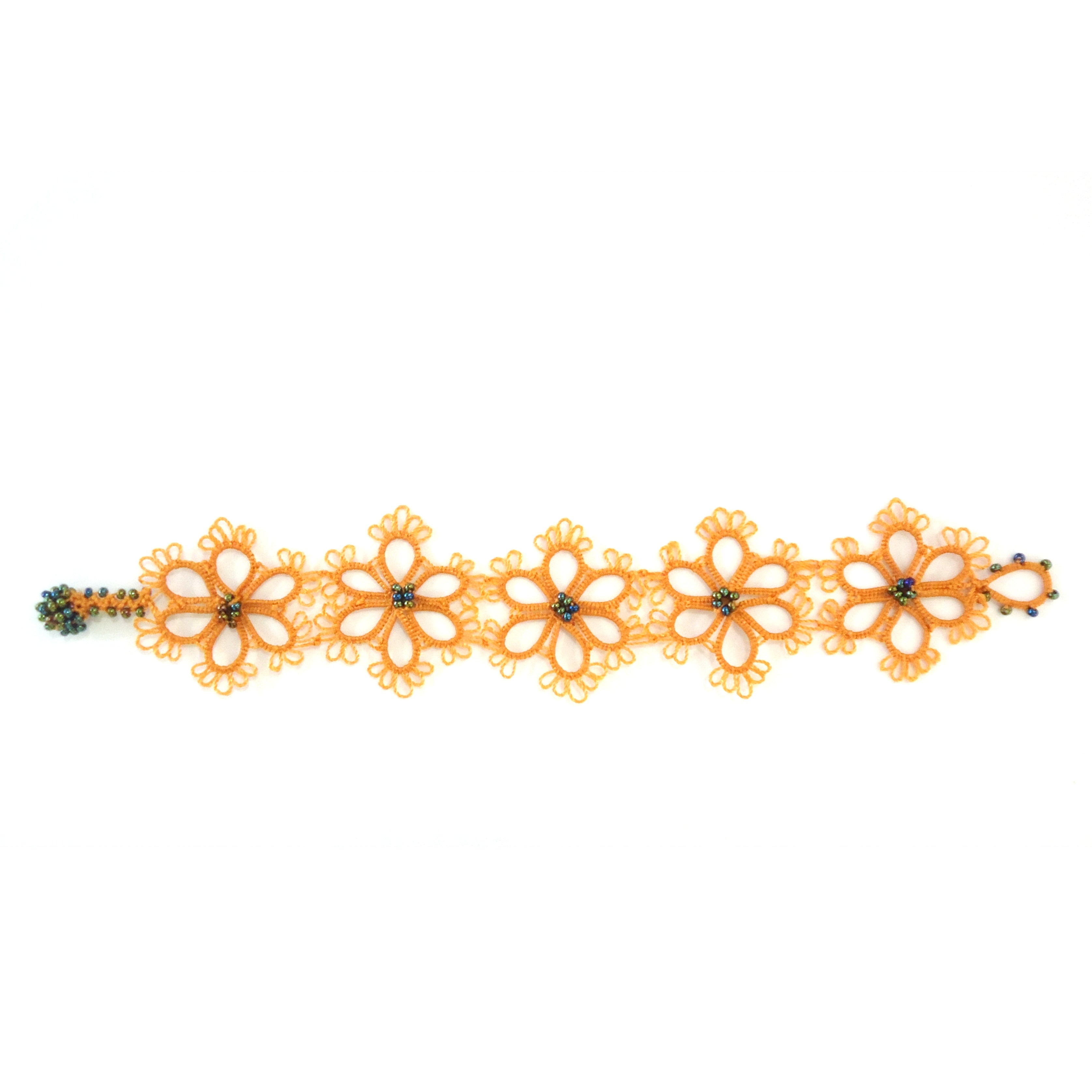 Handmade Silk Crochet Gerbera Daisy Bracelet - Apricot Color - Boho Chic Jewelry for Women - Perfect for Weddings, Parties & Everyday Wear