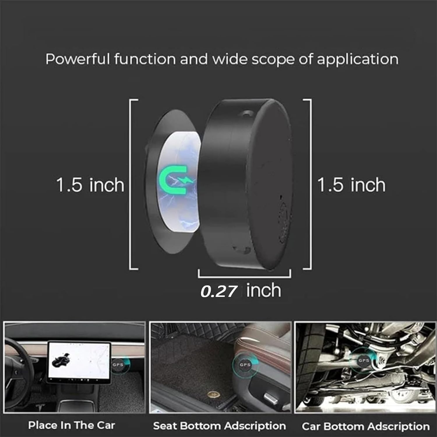Oveallgo Mini Magnetic GPS Tracker for Vehicles - Strong Anti-Lost Micro GPS Tracking Device with Powerful Magnet - Black | Real-Time Location Tracking for Cars, Bikes, Luggage & Valuables