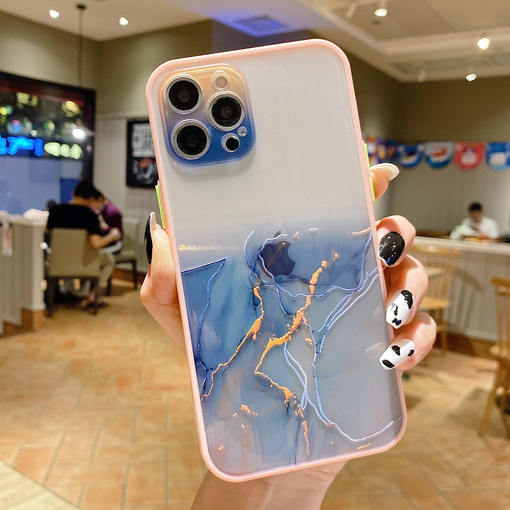 QLTYPRI iPhone 12 Pro Max Case (6.7 inch) - Matte Clear Marble Protective Cover with Camera Protection | Shockproof Slim Design | Soft TPU Bumper & PC Back | Blue - Perfect for Daily Use, Travel and Outdoor Activities