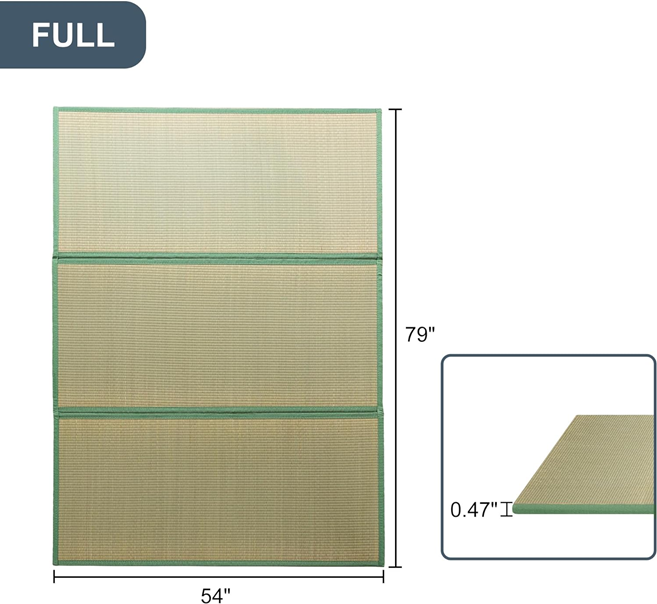 MAXYOYO Japanese Tatami Mat - 100% Natural Rush Grass, Portable & Foldable Futon Mattress for Floor Sleeping | Traditional Firm Floor Bed | Perfect for Meditation, Yoga, Guest Room & Small Space Living