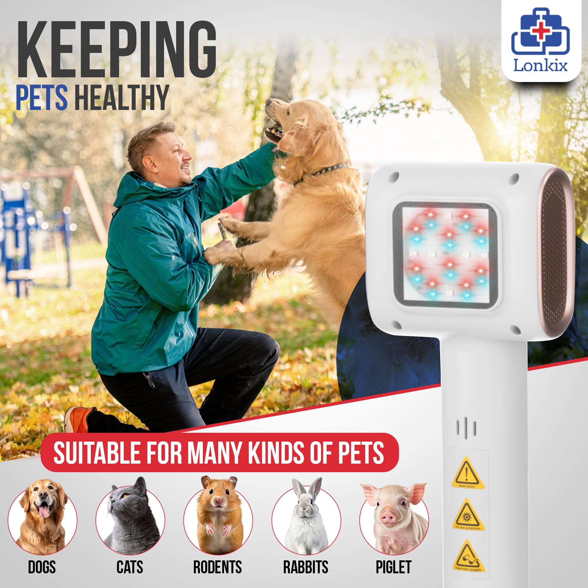 Red Light Therapy for Dogs - 6pcs 850nm & 10pcs 630nm Infrared LED Lights with 10pcs 630nm Blue Lights - Pain Relief, Muscle & Joint Therapy, Anti-Inflammation Treatment - Perfect for Home Pet Care and Recovery