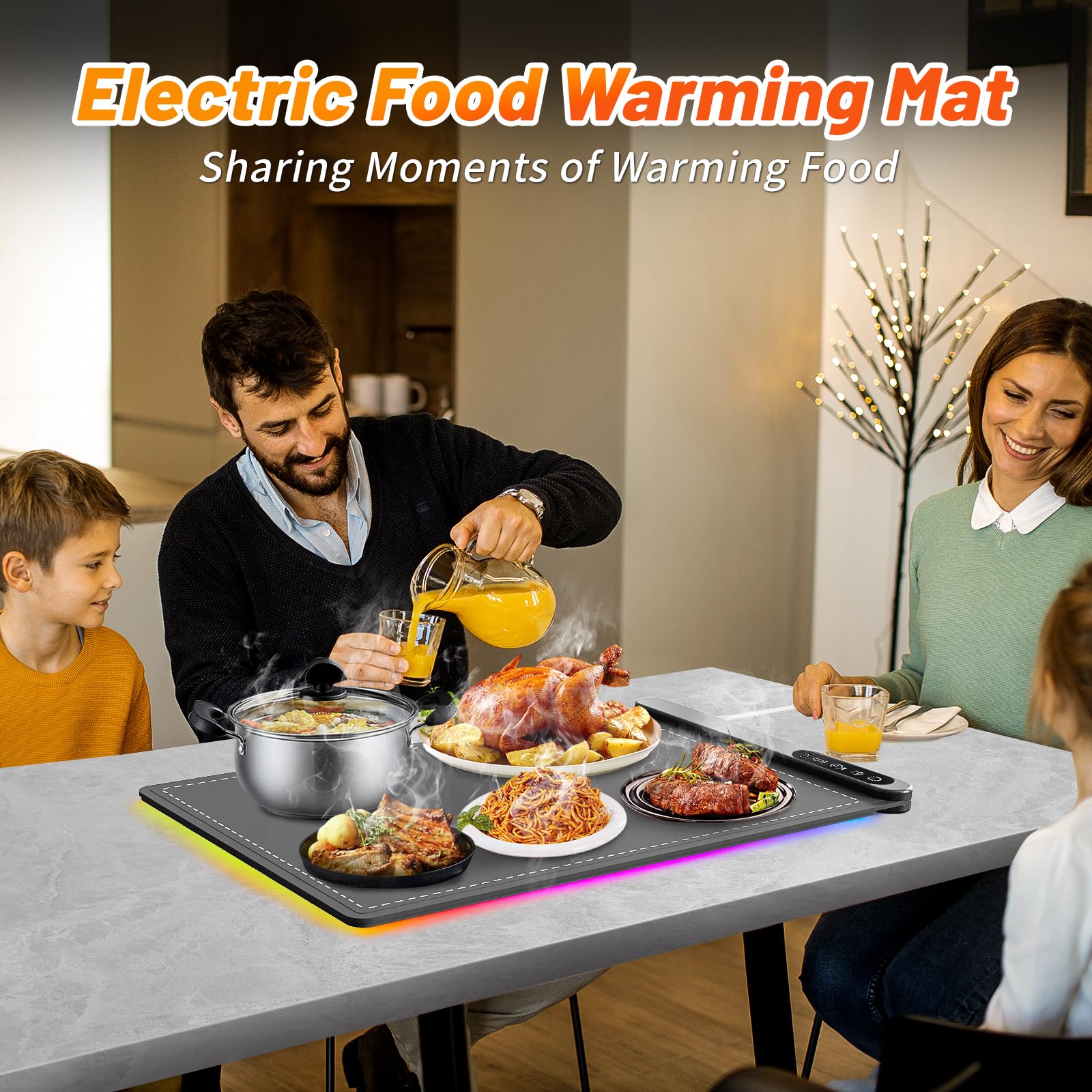 4 Mode Electric Food Warming Mat - Buffet Warming Tray with Adjustable Temperature | Perfect for Banquets, Parties, Travel & Home Use | Keep Meals Warm for Gatherings, Buffets & Outdoor Dining