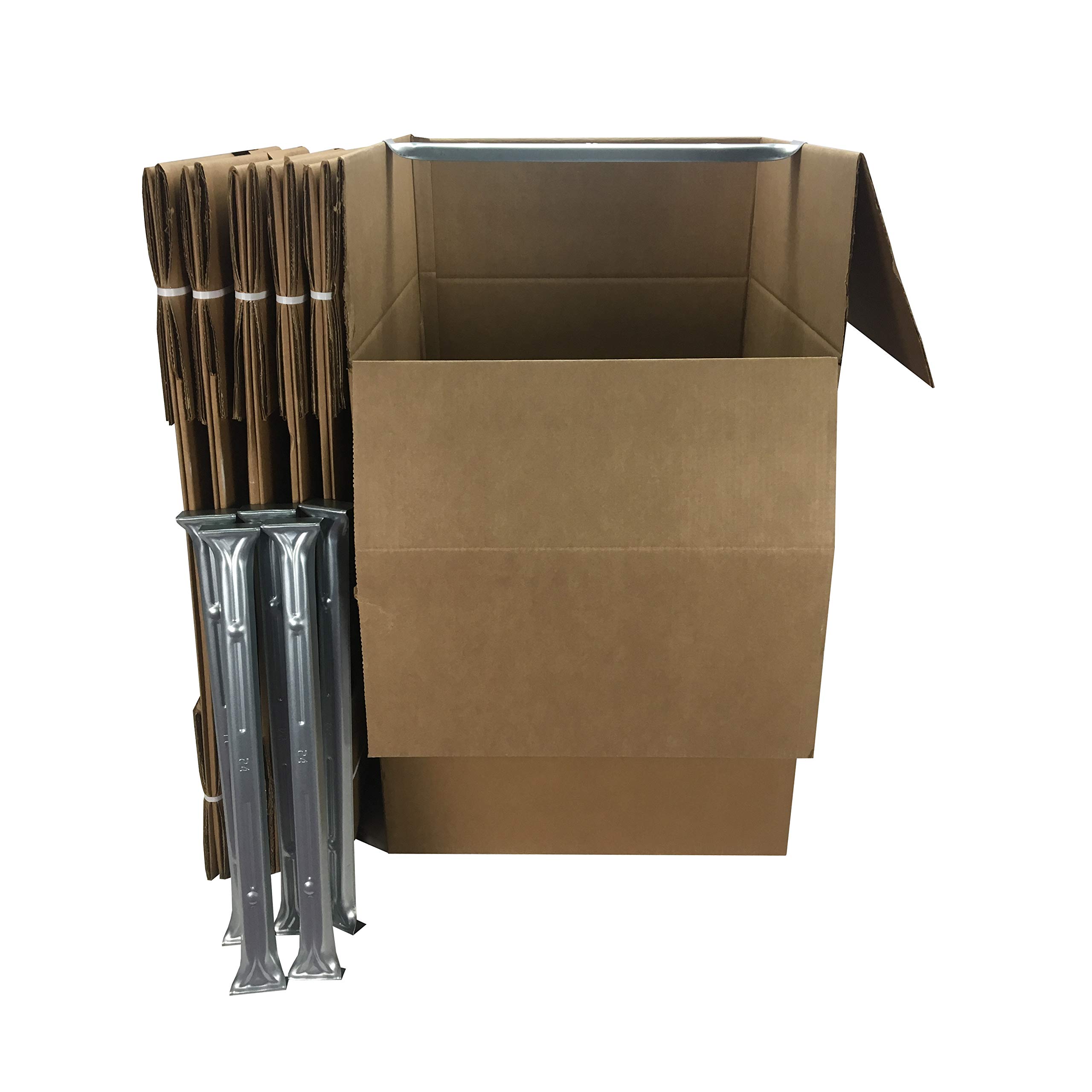 Amazon Basics Wardrobe Moving Boxes with Hanging Bar - 6 Pack Brown Storage Boxes (20
