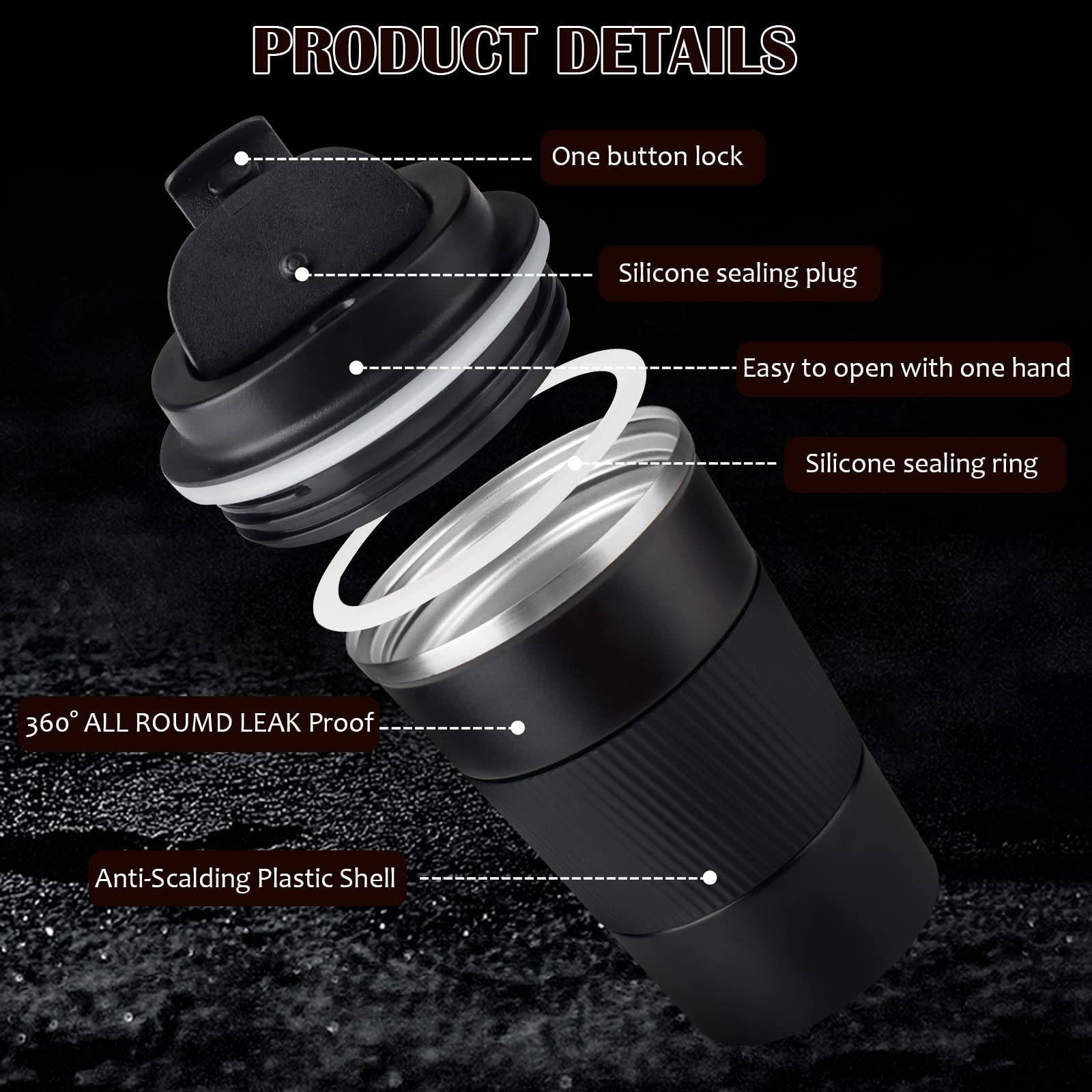 12oz Vacuum Insulated Stainless Steel Tumbler - Leakproof Travel Mug for Coffee, Tea & Beer - Keep Hot/Cold Drinks Perfect for Commuting & Outdoor