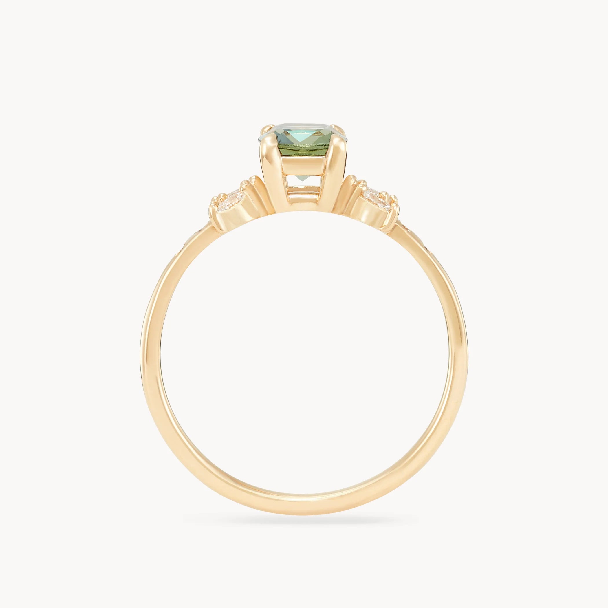 Unique Windswept Union 14K Yellow Gold Cushion Cut Sapphire Ring for Women – Perfect for Weddings, Anniversaries & Special Occasions