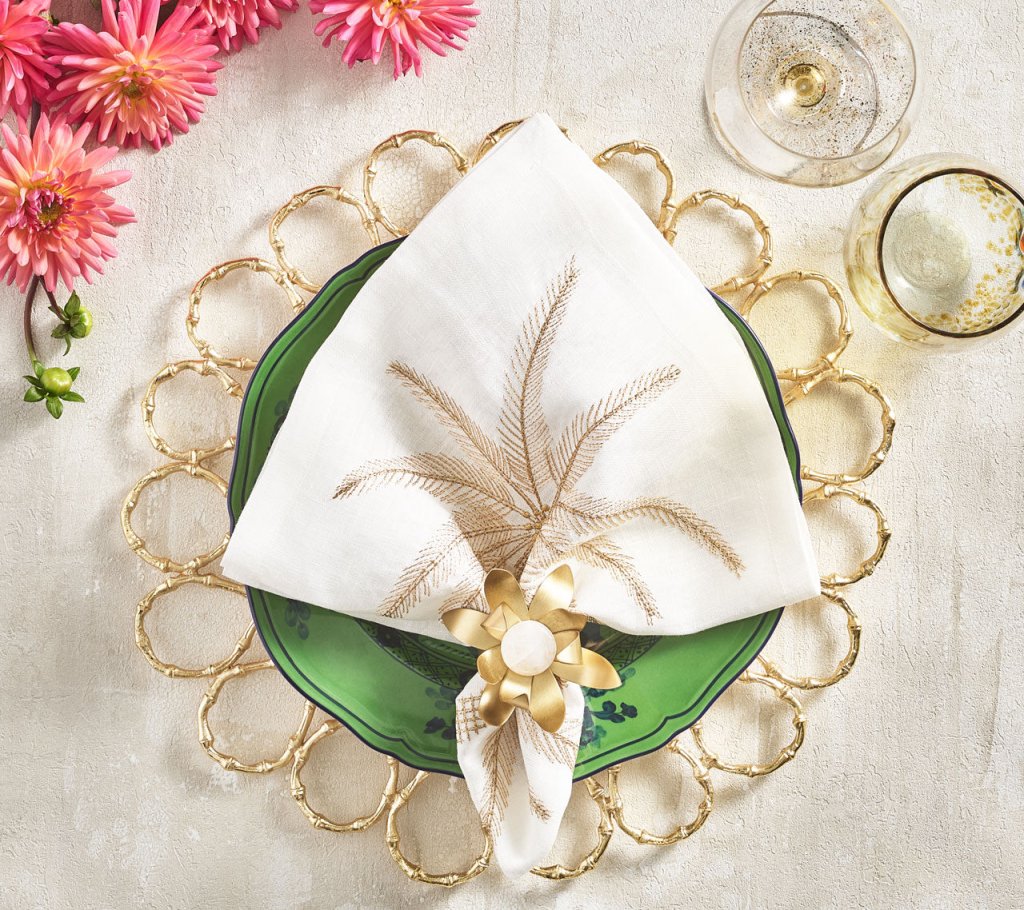 Premium Palm Coast Napkins - Set of 4 Soft & Absorbent Cotton Table Napkins for Dining, Parties & Everyday Use