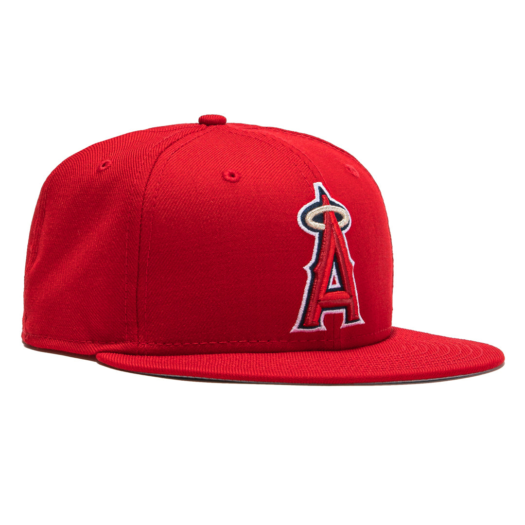 New Era 59Fifty Retro On Field Los Angeles Angels Baseball Cap - Red Snapback Hat for Men & Women | Game Day, Sports Fan Gift, Casual Wear