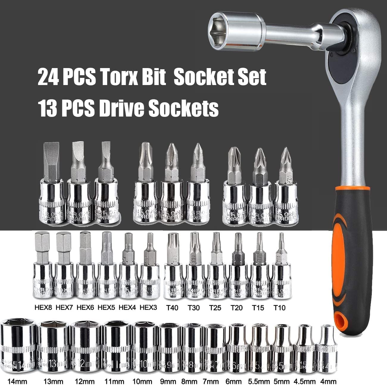 DIPDEY 46-in-1 Multi-Purpose Tool Kit with Screwdriver & Socket Set - Precision Hand Tools, Wrench Set & Combination Case - Perfect for Car Repairs, Home DIY & Professional Use