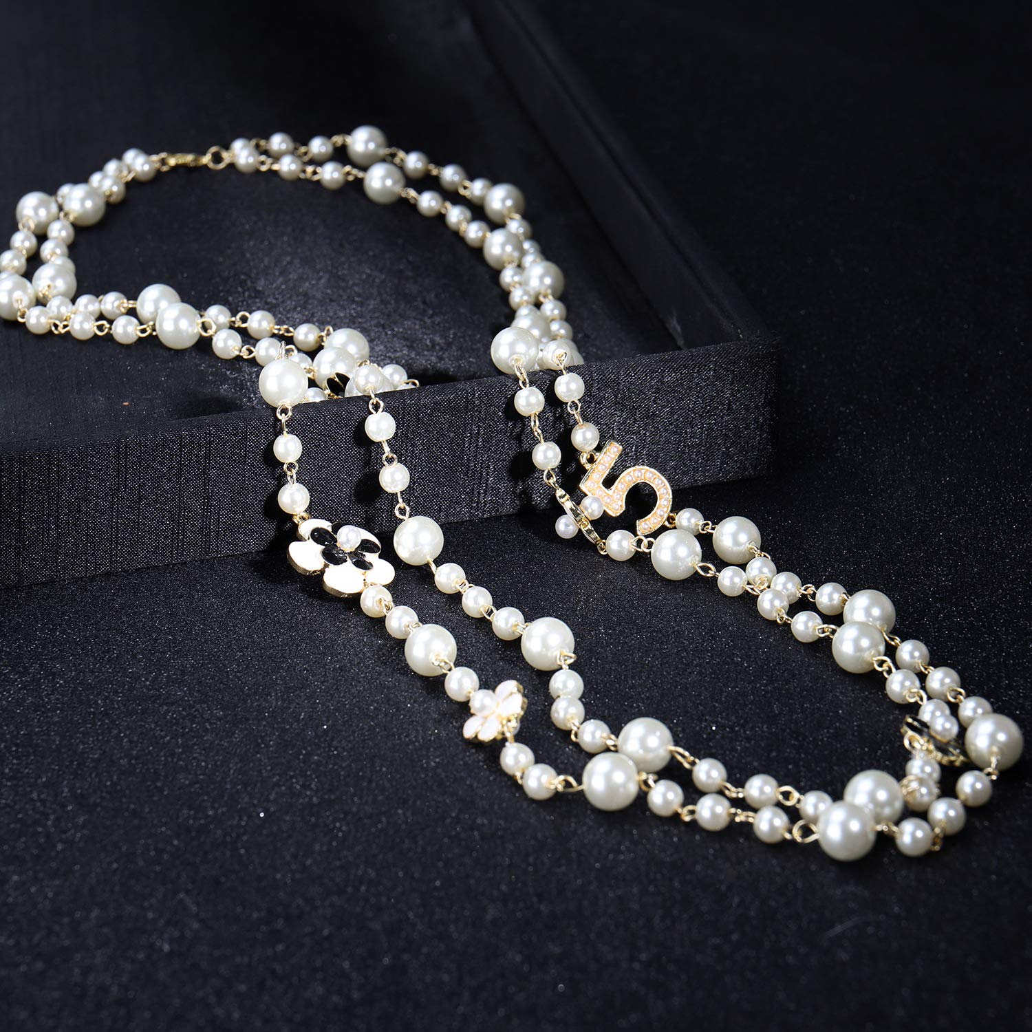 Elegant Women's Layered Imitation Pearl Necklace with Long Pendants - Perfect for Weddings, Parties & Everyday Fashion Accessories