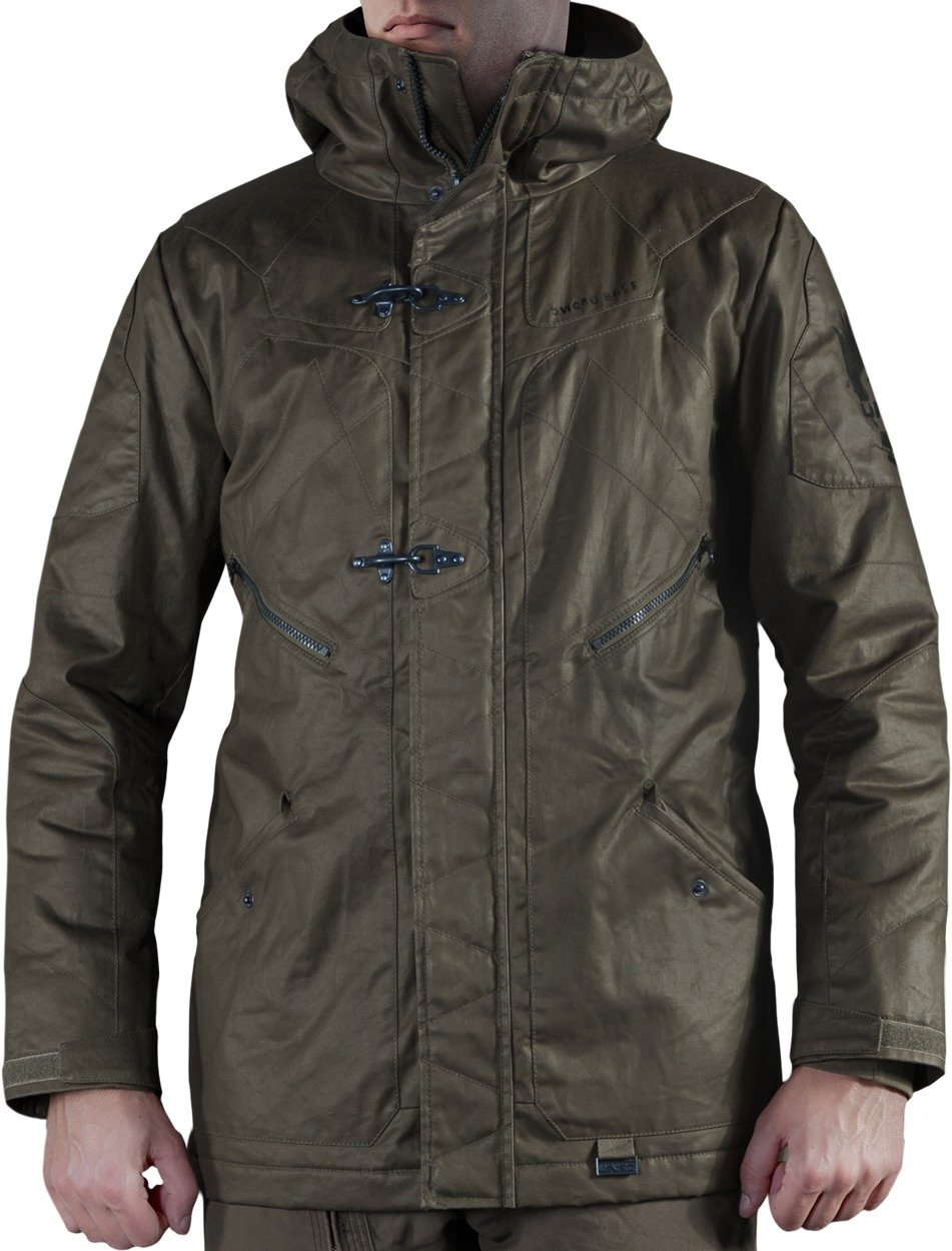 Musterbrand Halo Men's Long Winter Jacket - Flight Deck Officer Green | Waterproof Cold Weather Coat for Outdoor Activities, Hiking & Winter Sports