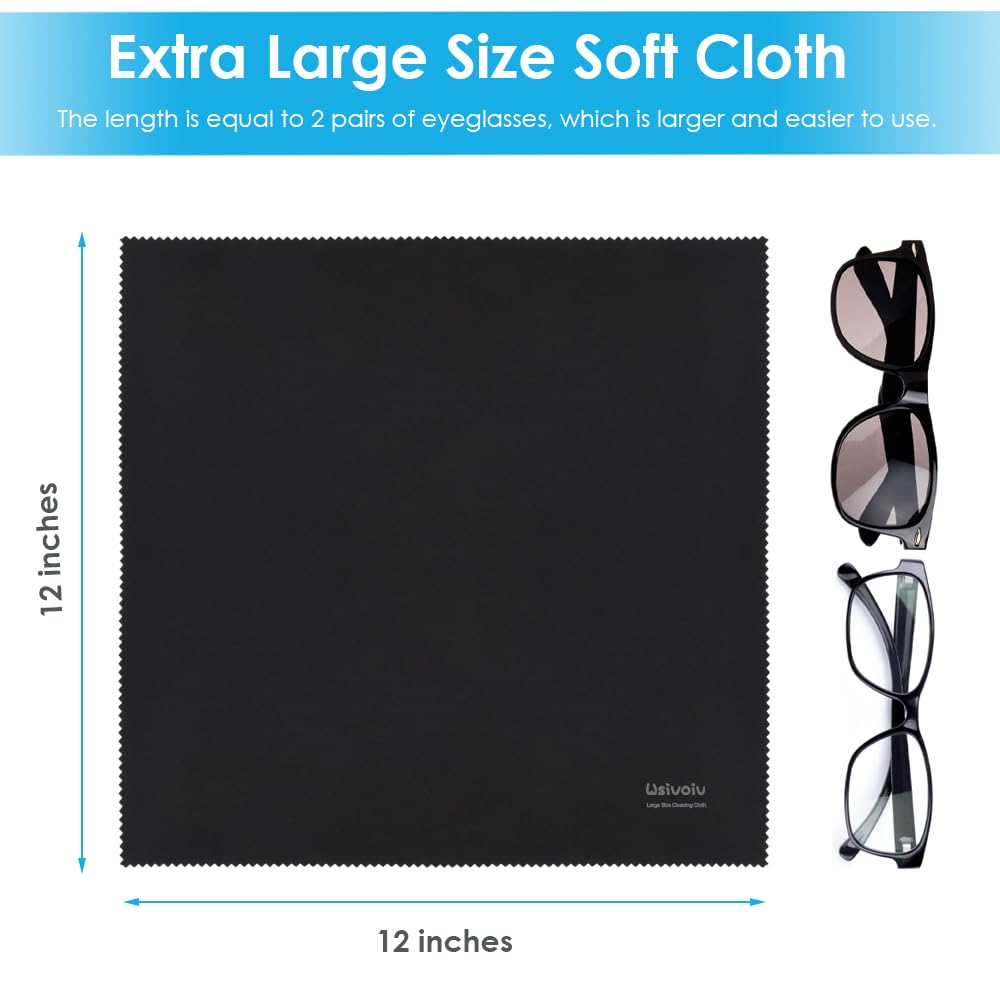 6PCS Premium Microfiber Eyeglass Cleaning Cloths - 12x12 Inches, Individually Wrapped for Glasses, Lenses, TV & Laptop Screens - Anti-Scratch & Easy Grip Design - Perfect for Home, Office, Travel & Daily Eyewear Care