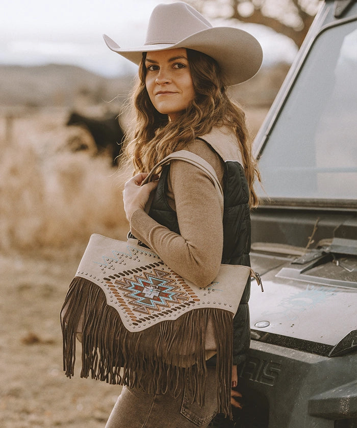 Montana West Aztec Fringe Concealed Carry Tote Bag for Women - Stylish CCW Purse with Hidden Gun Pocket - Perfect for Everyday Carry, Travel & Self Protection