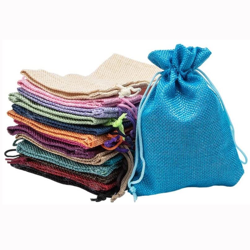 Linen Burlap Drawstring Bags - 10pcs Jute Gift Pouches (10x14cm) for Jewelry, Wedding Favors, Party Candy & Gift Packaging | Eco-Friendly Wedding Decor, Baby Shower Favors, Holiday Party Supplies