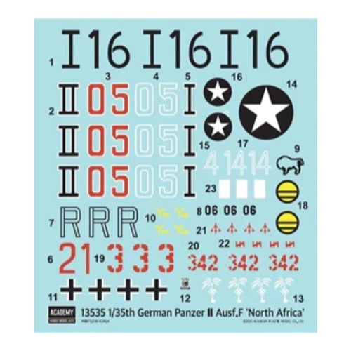 1/35 Scale Panzer II Ausf. F North Africa Campaign Model Kit - Academy 13535 | WWII German Tank Model for Collectors & Hobbyists | Perfect for Military History Displays & Diorama Building