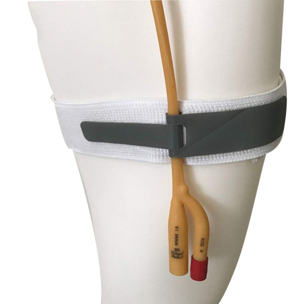 Healifty Catheter Leg Strap - Adjustable Urinary Catheter Holder for Men & Women, Catheter Tube Stabilizer with Soft Padding, Urine Bag Support (White) - Ideal for Post-Surgery, Home Care & Hospital Use