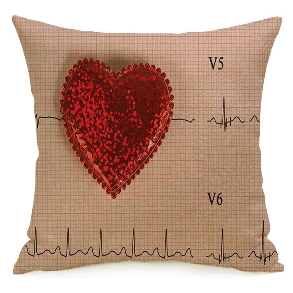 Medical Themed Decorative Throw Pillow Cover - EKG Test Paper & Pharmacy Design, 16x16 Inch Cozy Square Cushion Case for Couch, Bed & Living Room - Perfect for Healthcare Workers, Nurses & Medical Students
