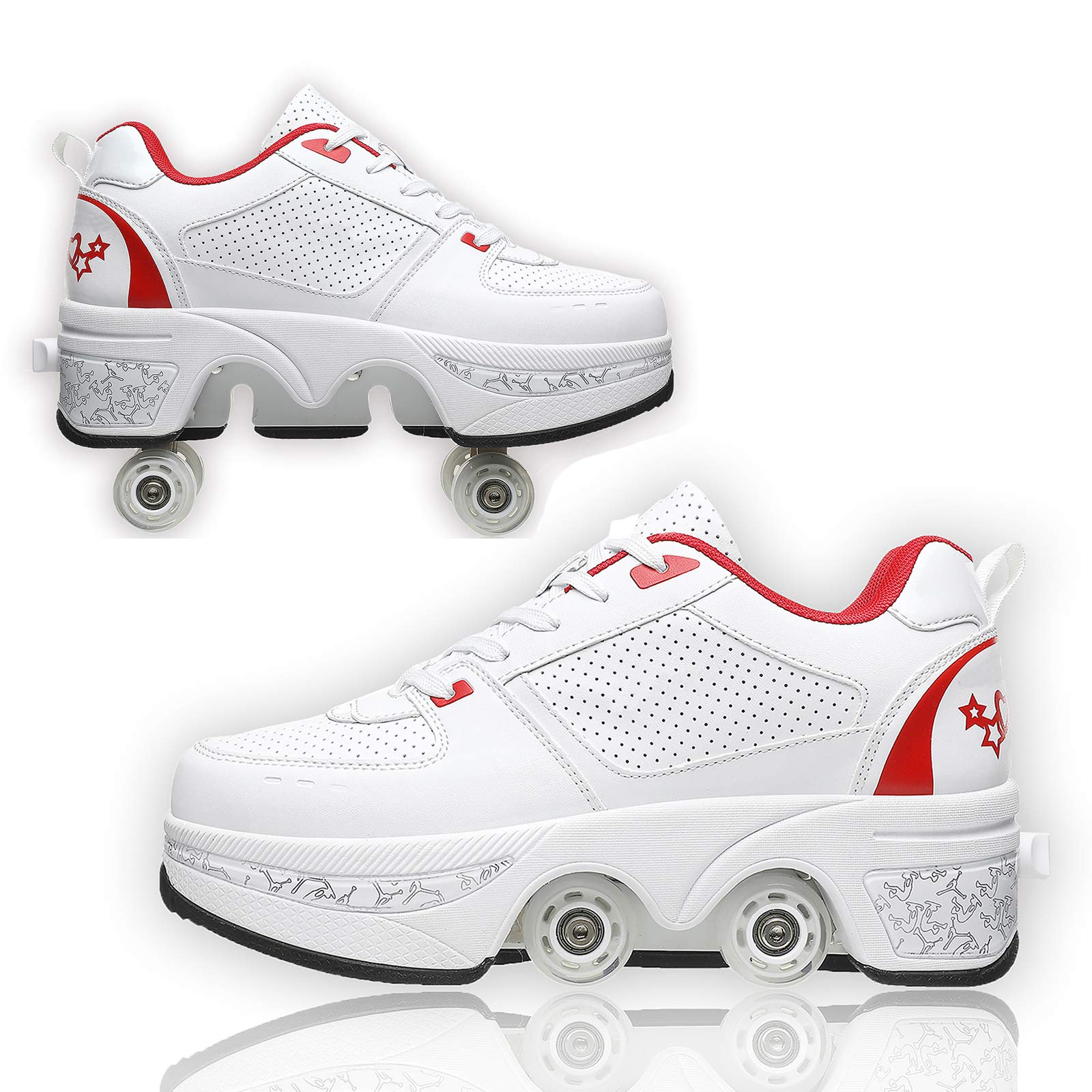 Automatic Walking Shoes with Invisible Pulley - Double-Row Deform Wheel Roller Skates for Men, Women & Kids - Perfect for Commuting, Fitness & Fun Outdoor Activities