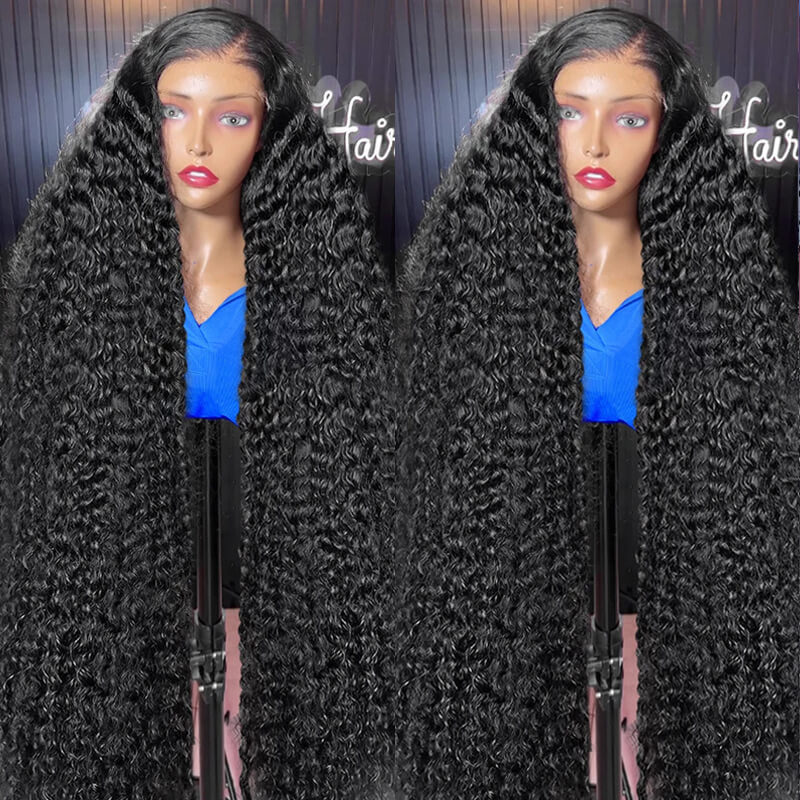 Eullair Voluminous Sleek Tangle-Free Kinky Curly Lace Frontal Wig | Invisible Lace Human Hair Wig for Black Women | Perfect for Daily Wear, Parties & Special Occasions