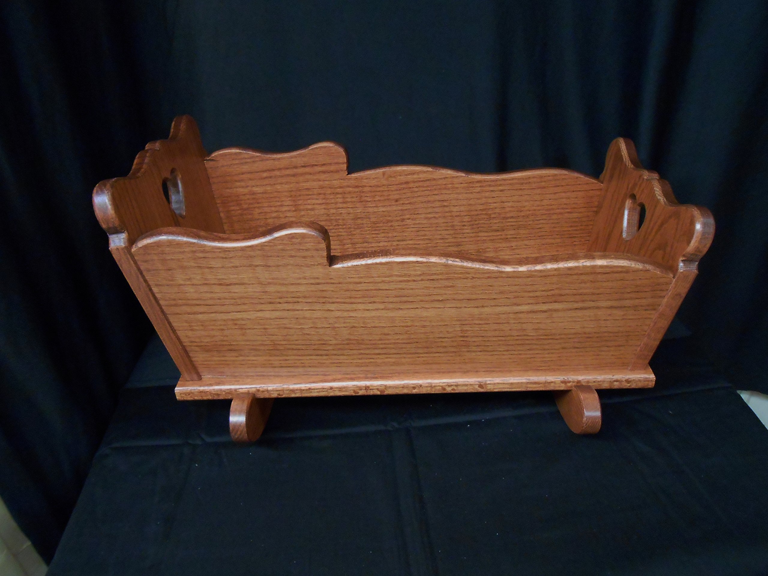 Solid Oak Medium Doll Cradle - Handcrafted Amish Furniture for Kids with Harvest Stain - Perfect for Playrooms, Bedrooms & Nursery Decor