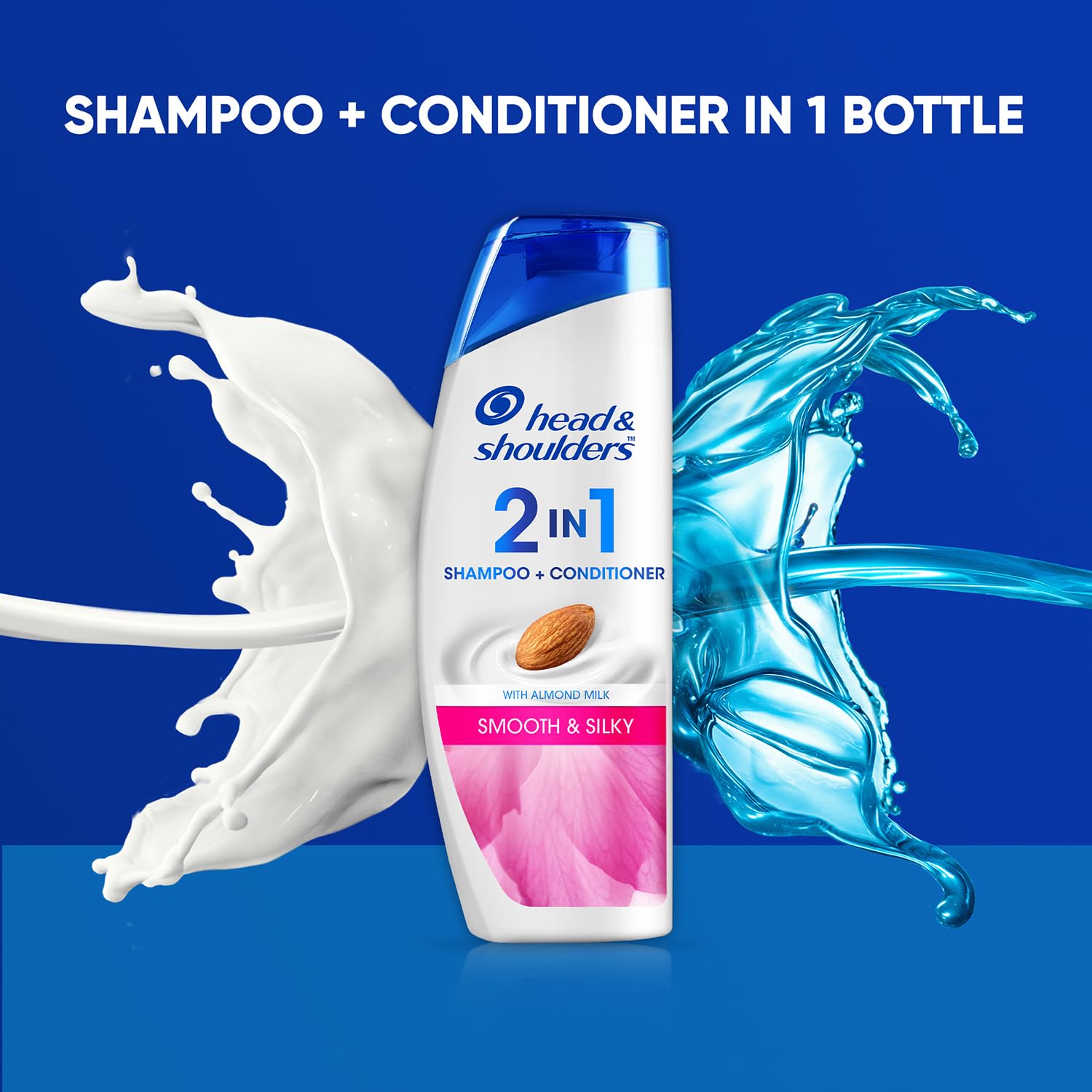 Head & Shoulders 2-in-1 Smooth & Silky Anti-Dandruff Shampoo & Conditioner with Almond Milk - 180ml for Women & Men - Hydrates & Soothes Scalp for Daily Hair Care