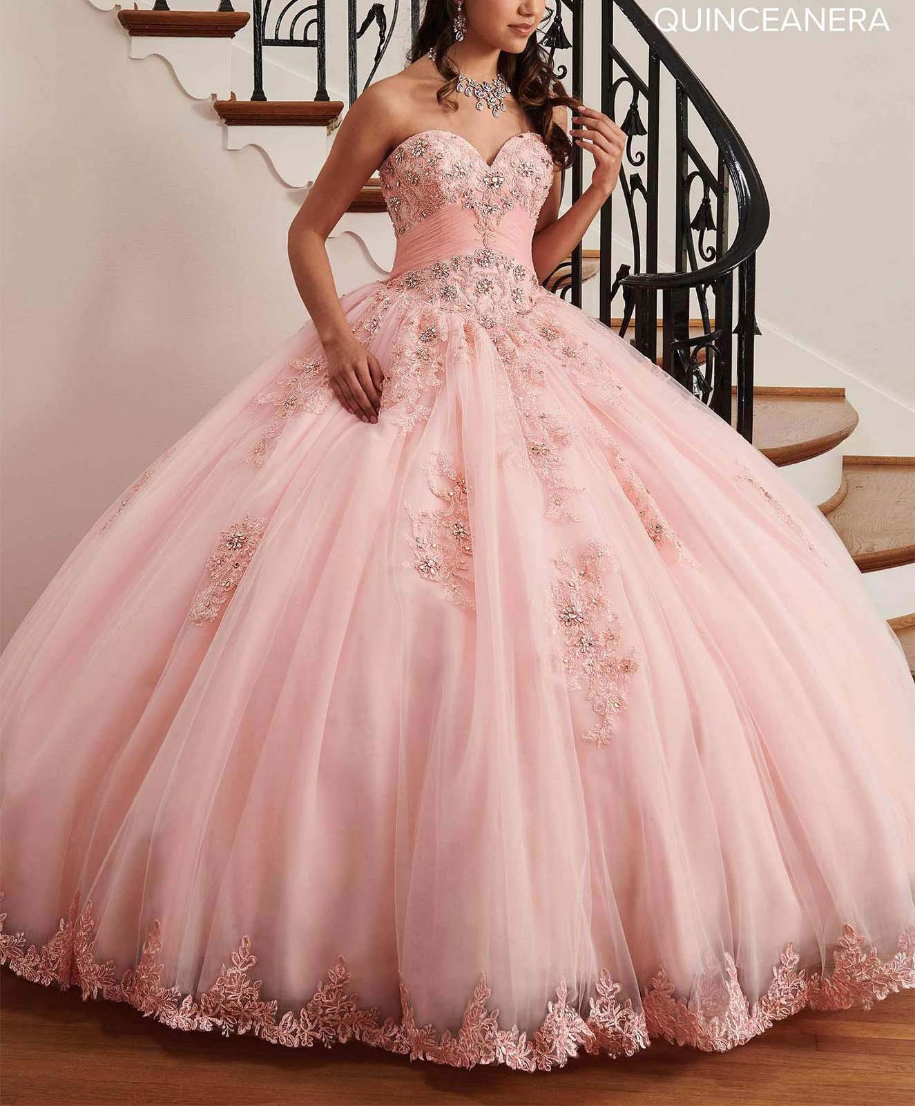 EverLove Quinceanera Dresses - Sweetheart Neckline Crystal Beaded Lace Applique Tulle Ball Gown for Sweet 15 Birthday Party, Quince Celebration & Formal Events