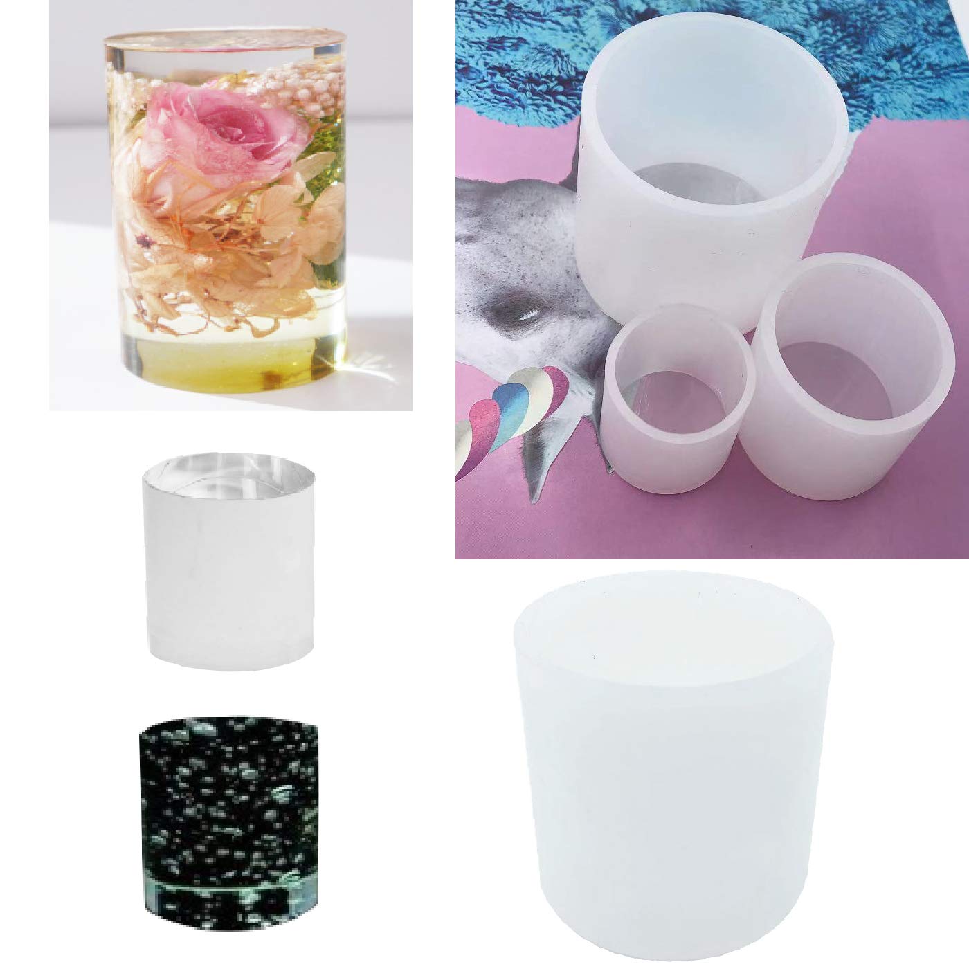 5-Pack Cylindrical Silicone Resin Molds for DIY Crafts - Clear Cube Casting Molds for Epoxy Resin, Jewelry Making, Candle Making & Home Decor Projects