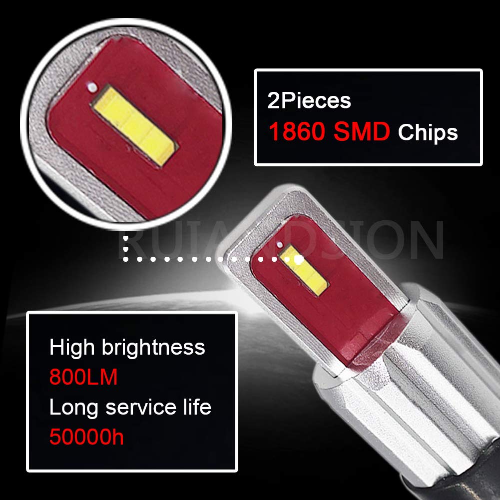 Ruiandsion 2-Pack P13W LED Fog Light Bulbs 6000K White - Super Bright 1860 Lumens, 2SMD Chipsets, 10-30V - Direct Replacement for Fog Lights & DRL (12277, SH23W) - Perfect for Night Driving, Off-Roading & Enhanced Visibility in Rain/Fog