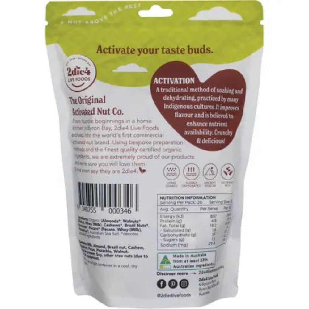 Organic Activated Mixed Nuts 600g by 2DIE4 LIVE FOODS - Raw, Sprouted, Vegan Snack for Energy Boost - Perfect for Hiking, Office Snacks & Healthy Lifestyle