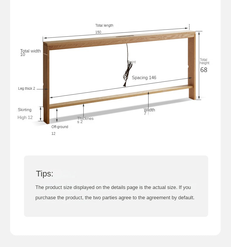 Solid Oak Wood Sofa with Rear Storage - Modern Wall Shelf for Living Room, Bedroom, or Office Organization