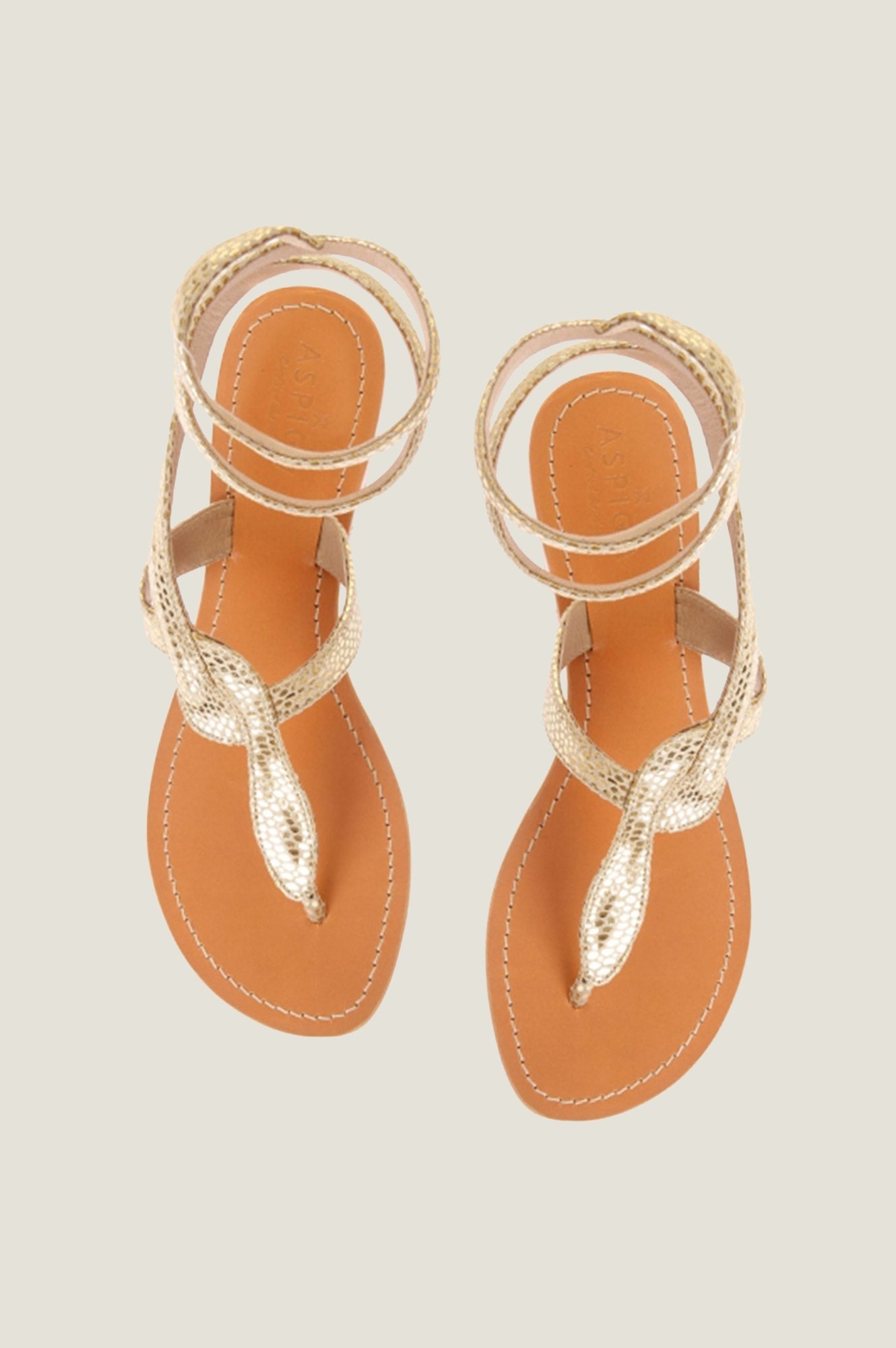 Cobra Wrap Sandals for Women - Gold Metallic Strappy Flat Sandals | Comfortable Summer Beach Shoes for Outdoor Walking, Vacation & Casual Wear
