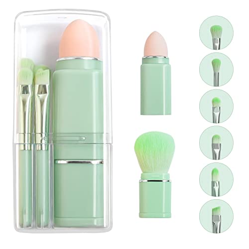 Portable Travel Makeup Brush Set - 8 Retractable Brushes for Lips & Eyes