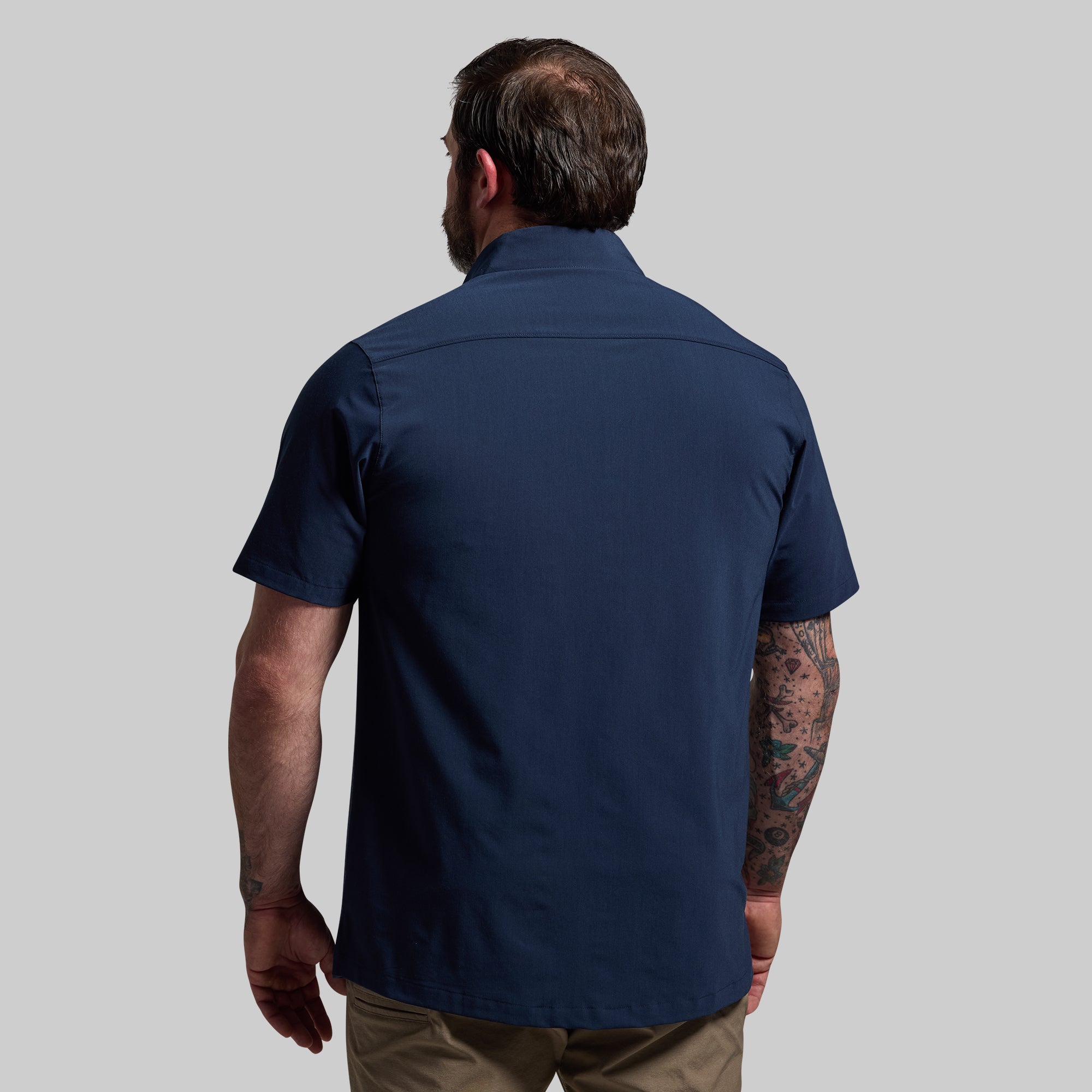 Voyager Button Up Shirt 2.0 for Men - Breathable BP Navy Blue Casual Work Shirt | Perfect for Office, Travel & Outdoor Activities