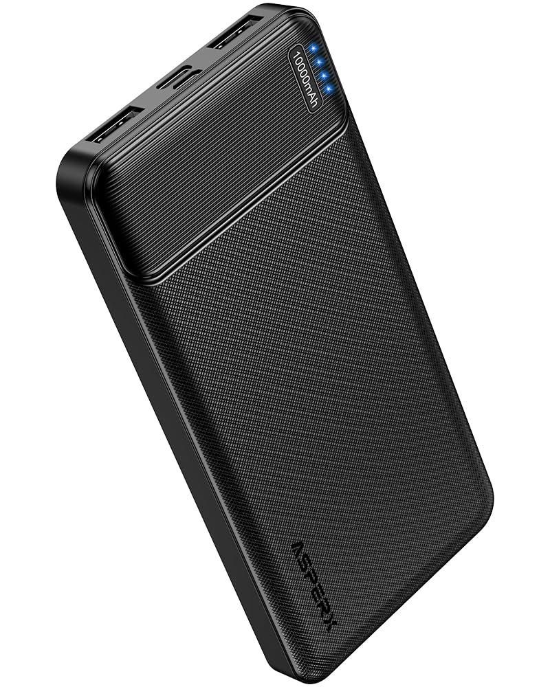 AsperX 10000mAh Portable Charger with USB-C Output | 3-Port Fast Charging Power Bank for iPhone 15/14/13/12/11, Samsung, Google Pixel, LG | External Battery Pack for Travel, Camping & Emergency Power Backup