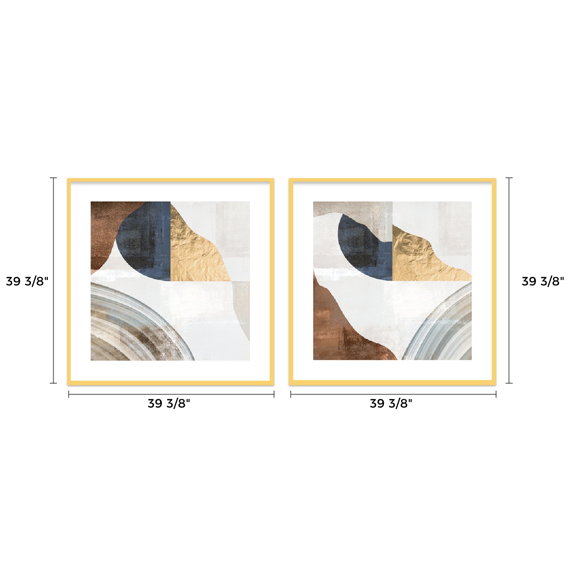 WA 03 Wall Art Set of 2 - 39x39 Inches Modern Canvas Paintings for Living Room, Bedroom & Office Decor