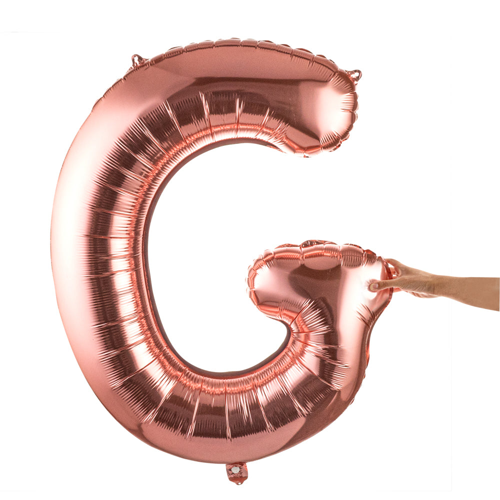 Balloonify Rose Gold Mylar Letter G Balloon - 40 Inch Large Foil Alphabet Balloon for Birthday Party Decorations, Baby Shower, Wedding, Anniversary & Graduation Celebrations - 1 Count Box