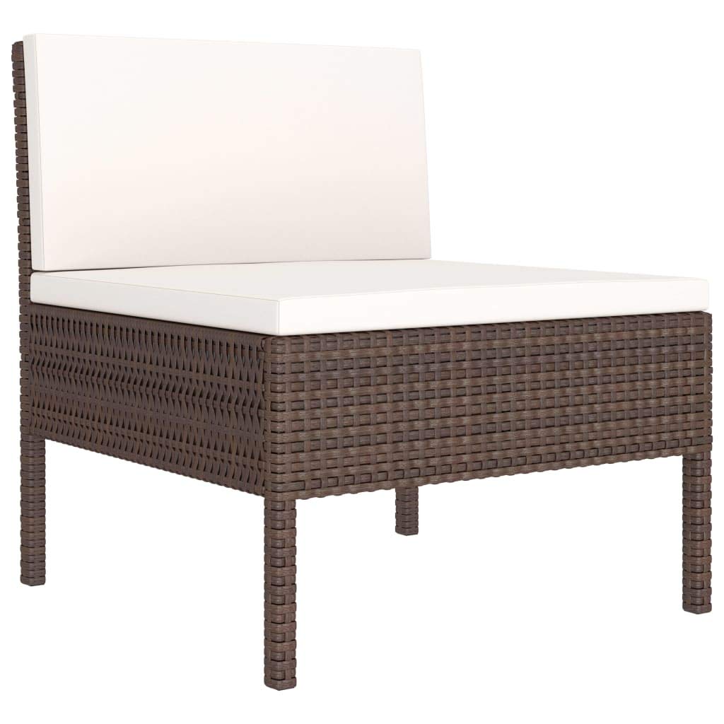 9-Piece Brown Poly Rattan Outdoor Patio Furniture Set with Sofa, Coffee Table & Cushions - Garden Lounge Conversation Set for Backyard, Deck or Poolside Relaxation
